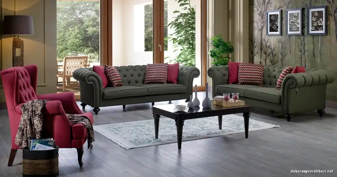 Kiremit Yeşil Koltuk Takımıyla Modern ve Canlı Dekorasyon Fikirleri