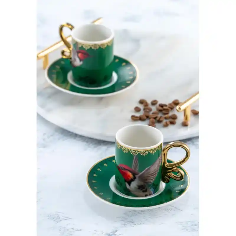 Kuş Desenli Kahve Fincanları ile Ev Dekorasyonunuza Zarif ve Şık Dokunuşlar