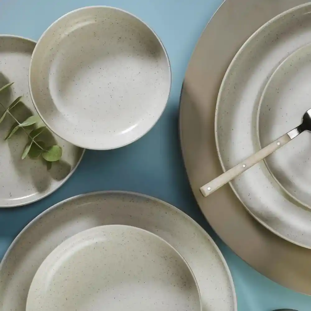 Kütahya Porselen Modern 18 Parça Krem Renk Yemek Takımı 6 Kişilik Dekorasyon