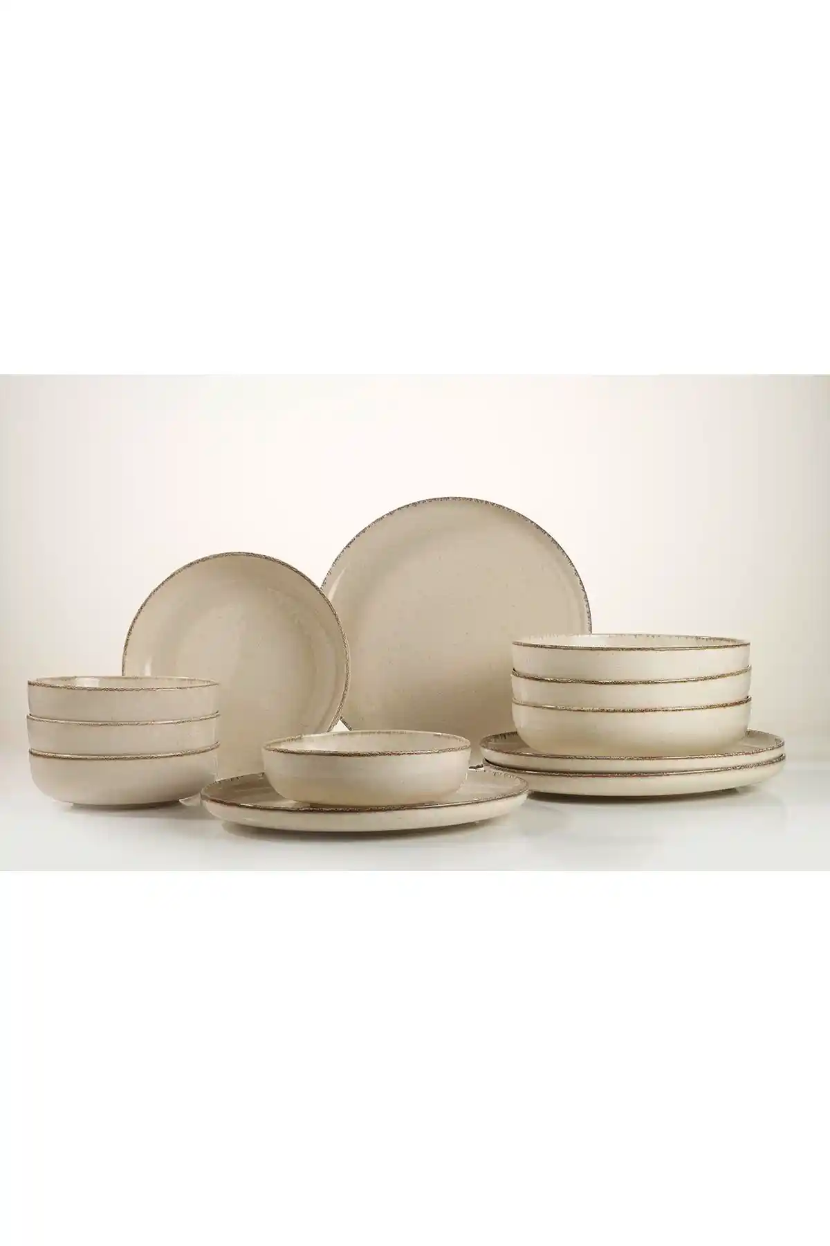 Kütahya Porselen Moderna 12 Parça 4 Kişilik Yemek Takımı Tarçın Renkli Modern Tasarım