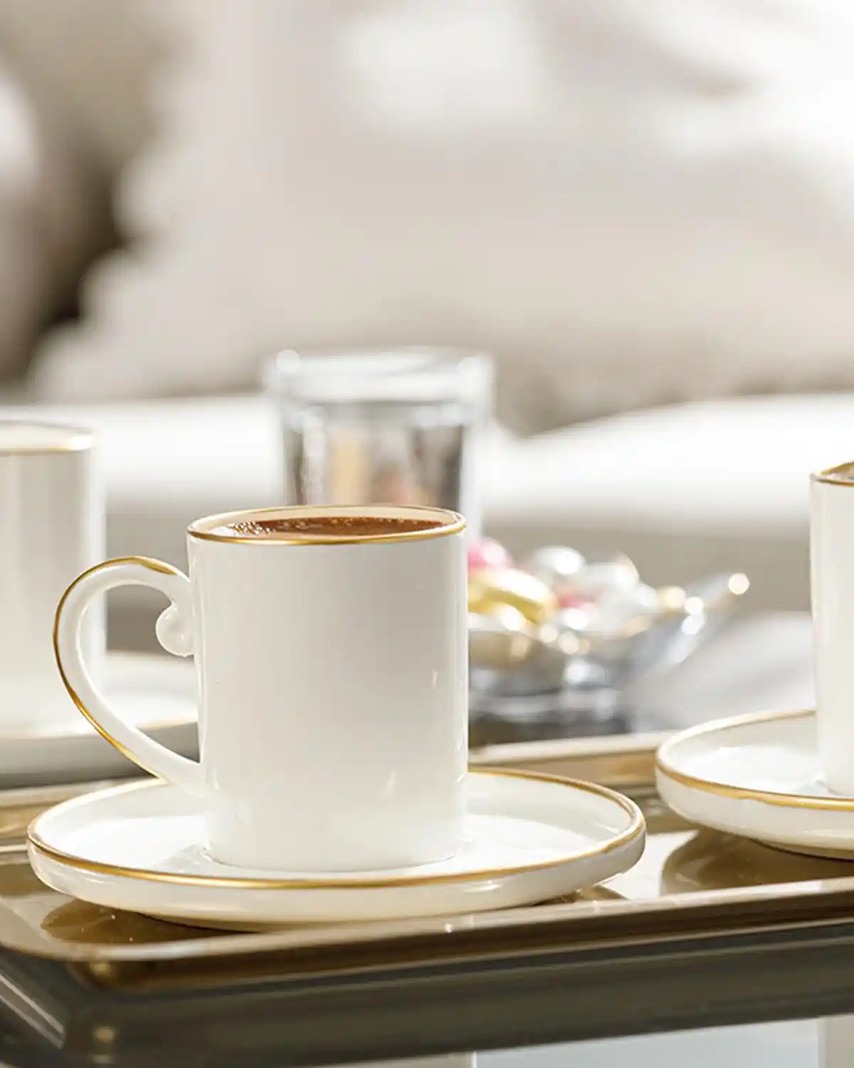 Marella Porselen 6 Kişilik Kahve Fincan Takımı Gold Detaylarla Zarif Dekorasyon İçin