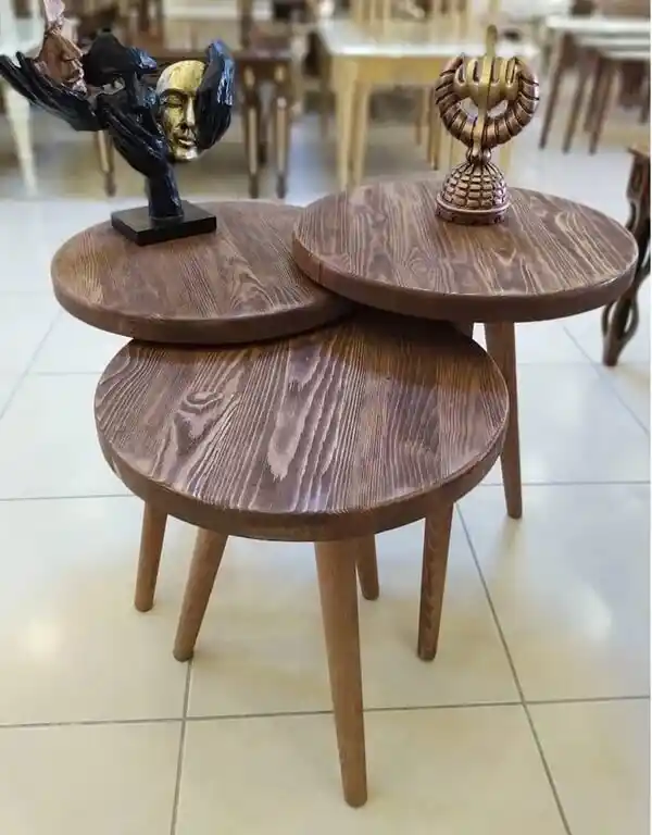 Masif Ahşap Zigon Sehpa ile Ev Dekorasyonunda Doğal ve Şık Bir Dokunuş