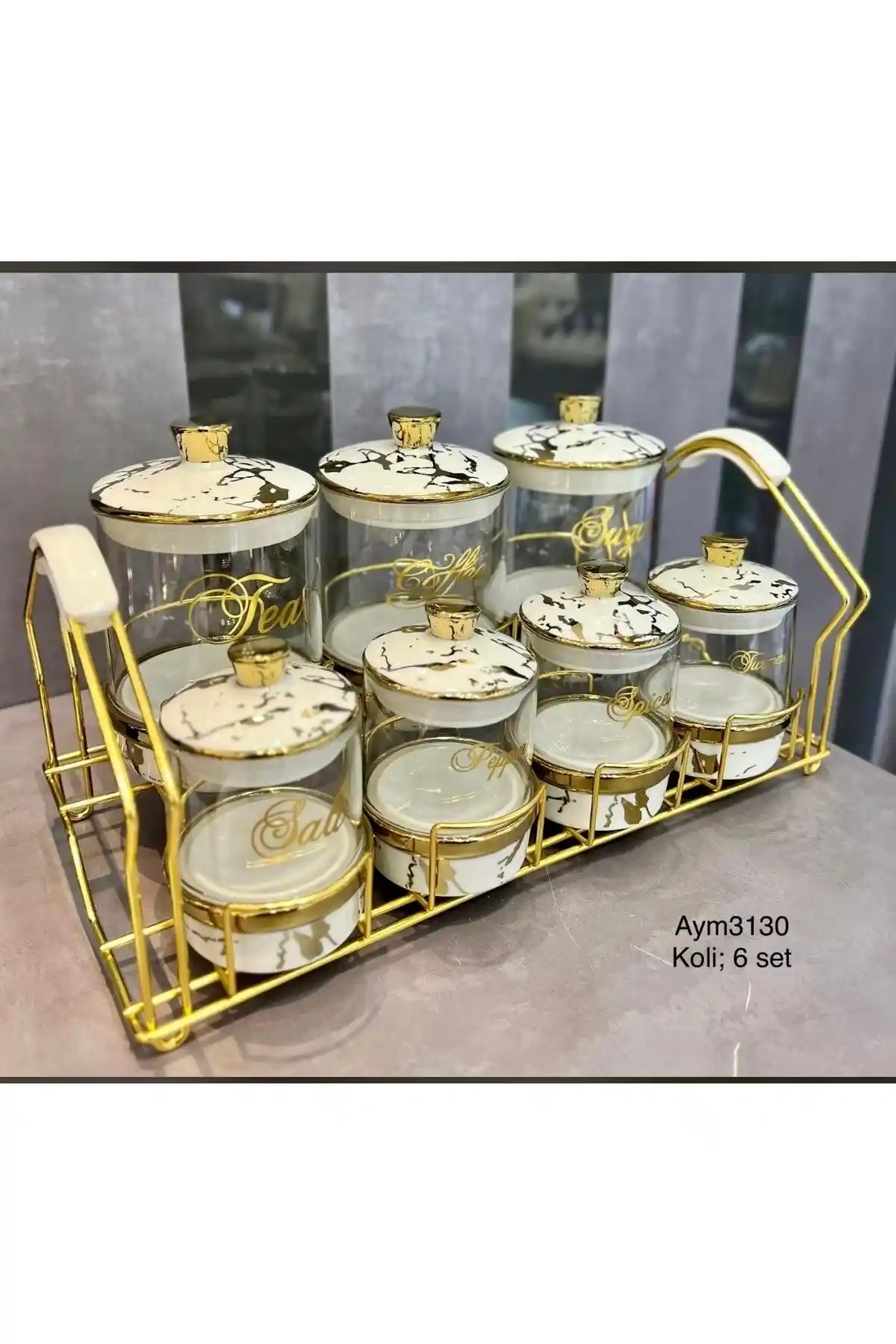 Mermer Desenli Baharat Takımları ile Mutfak Dekorasyonunuza Zarif Dokunuşlar