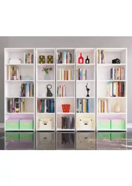 5'li Sırtlıklı Kitaplıklar: Ev Dekorasyonunda Fonksiyonellik ve Estetik Uyum