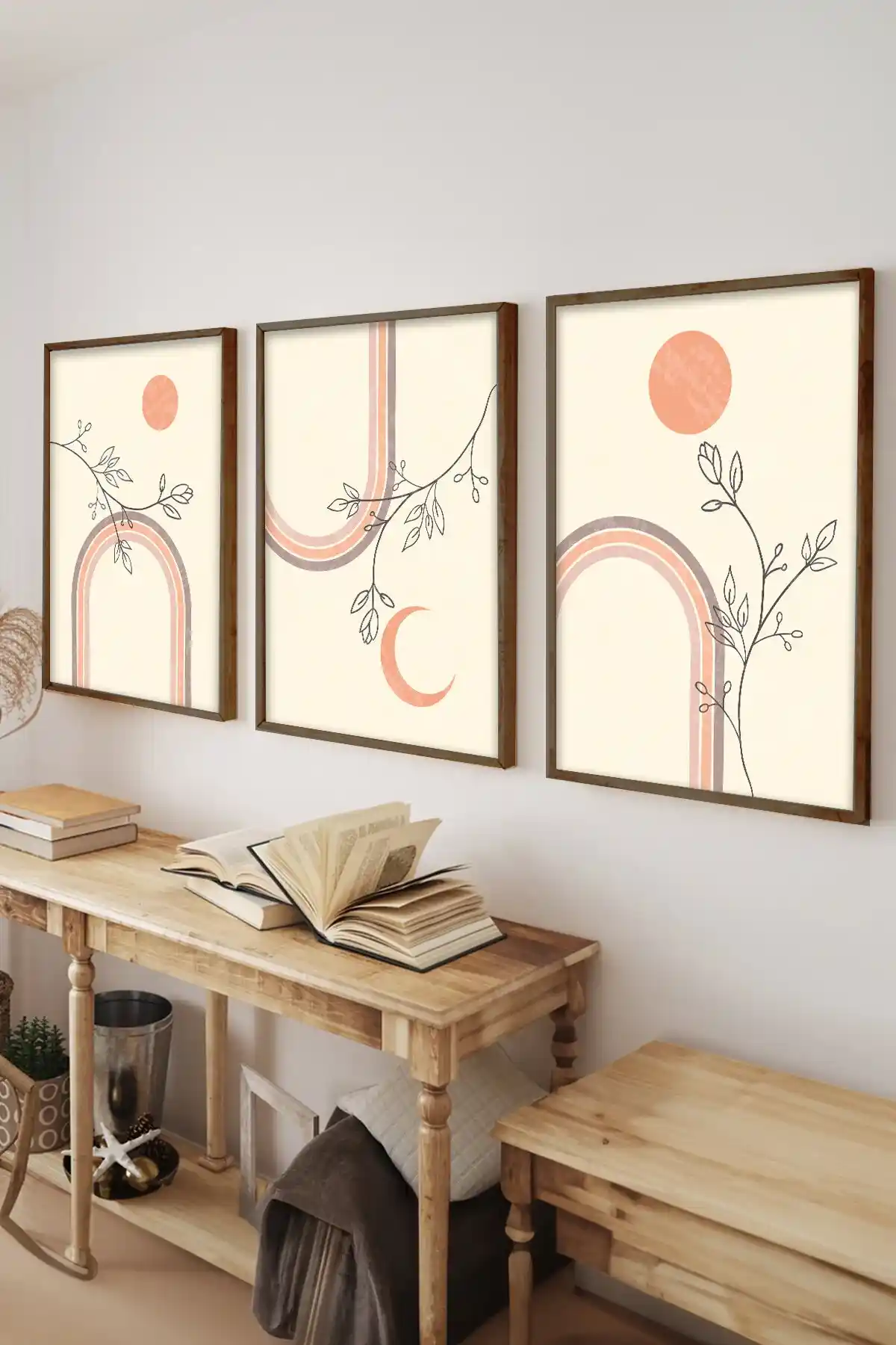 Ahşap 3'lü dekoratif tablo setleriyle mekanlarınıza doğal ve şık bir dokunuş