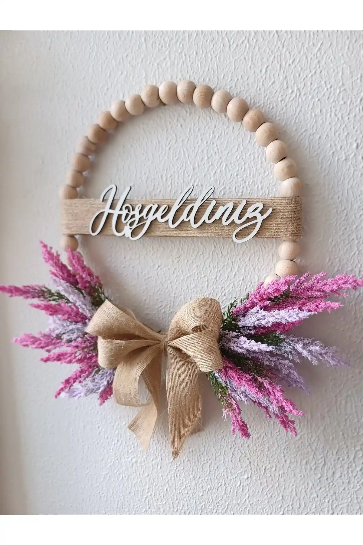 Ahşap Boncuklu Doğa Temalı Kapı Süsü ile Ev Dekorasyonunuza Doğal Şıklık Katın