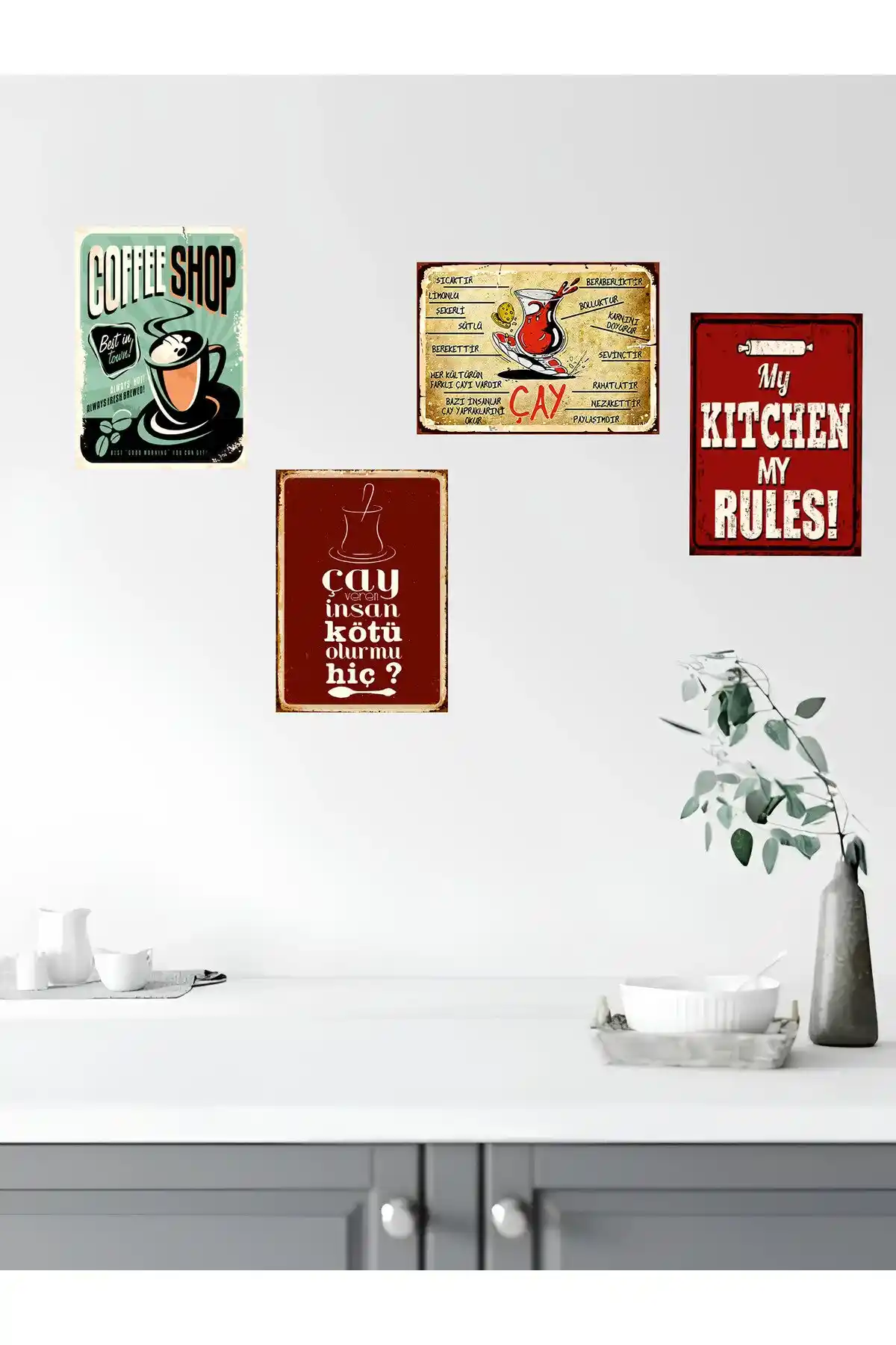 Ahşap Duvar Poster Setleri ile Nostaljik Mutfak Dekorasyonunda Şıklık ve Sıcaklık