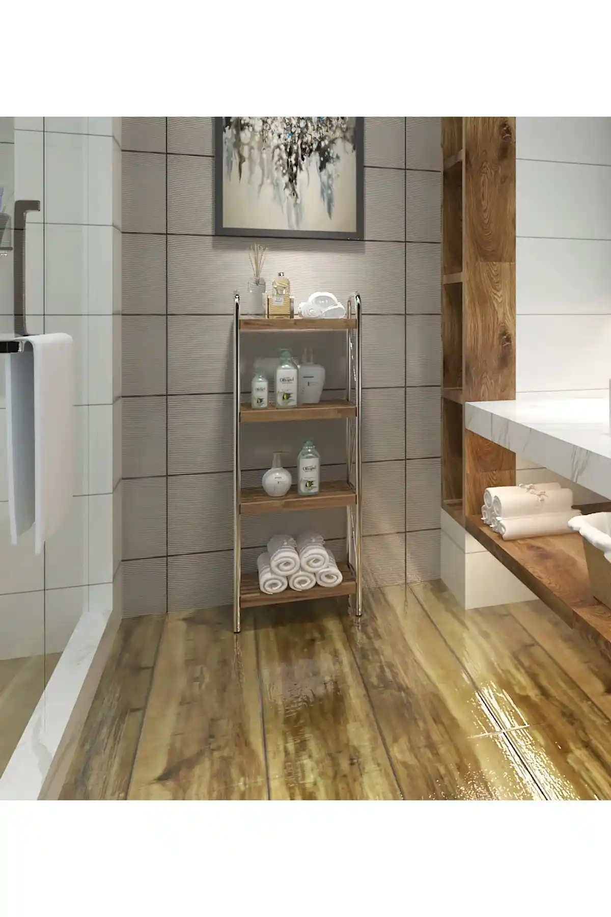 Ahşap Köşe Rafları ile Banyo Dekorasyonunda Şıklık ve İşlevsellik Sağlama Rehberi