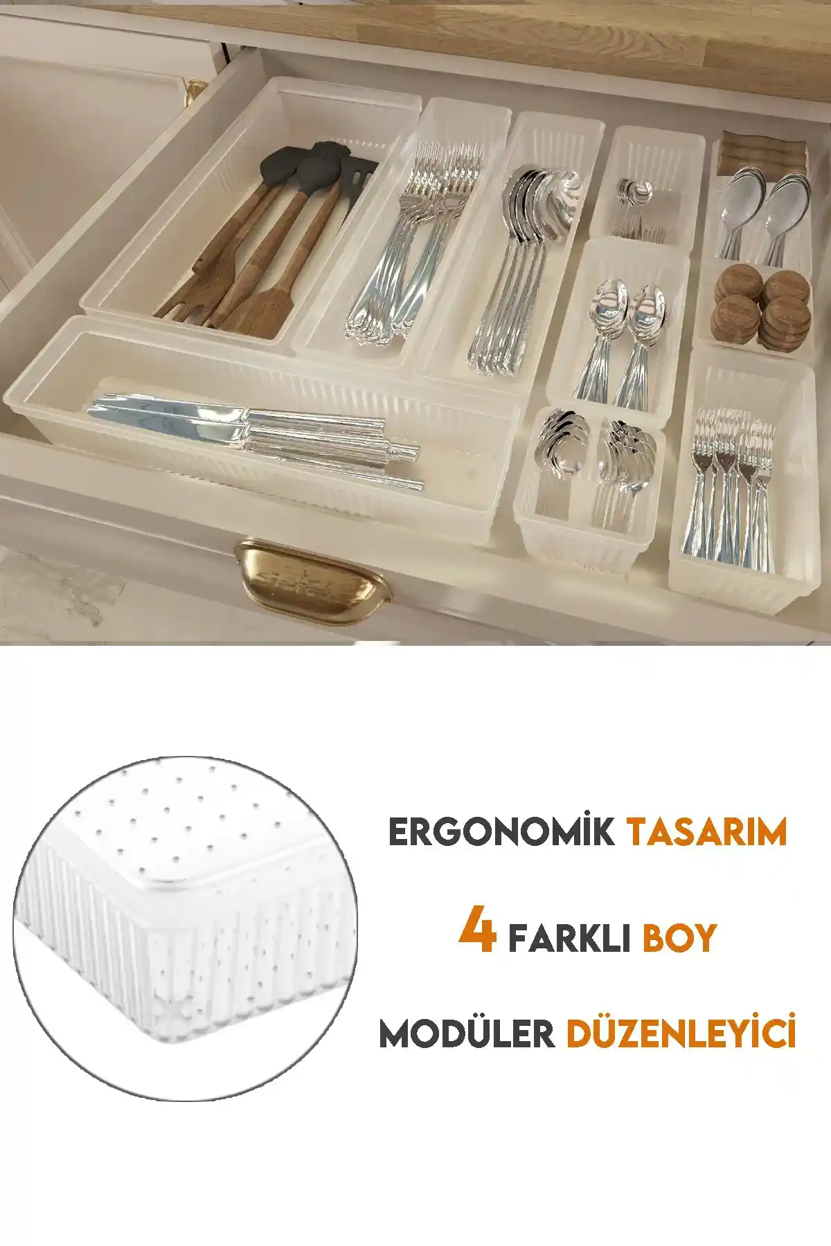 Ayarlanabilir Modüler Mutfak Çekmece Organizerleri ile Mutfak Düzeninizi Optimize Edin