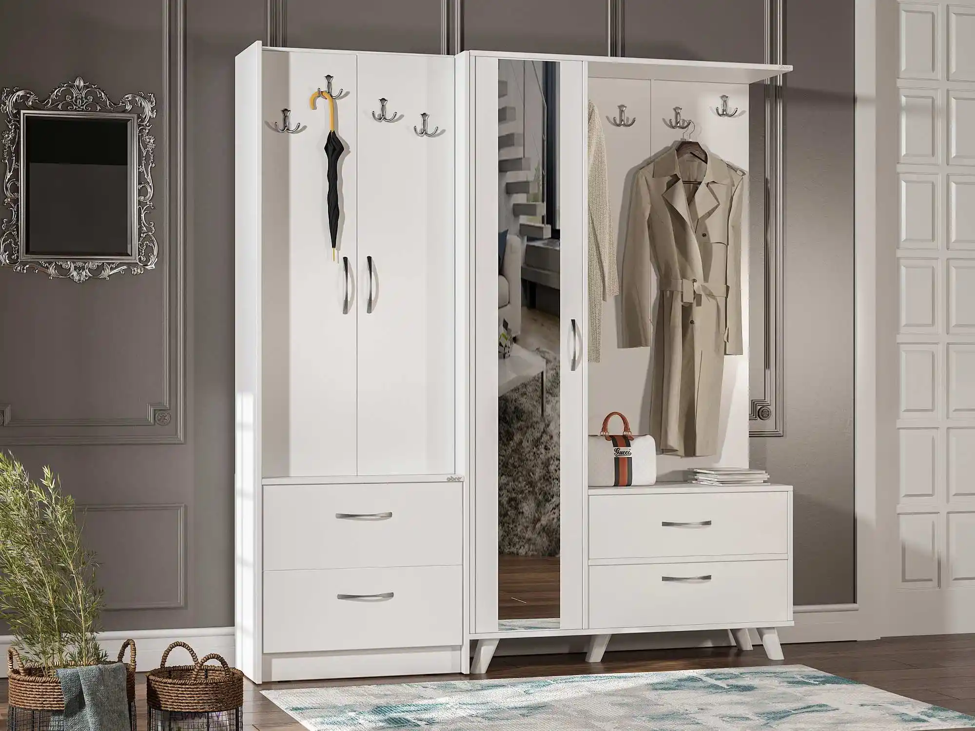 Beyaz Vestiyer Portmanto ve Depolama Çözümleri: Fonksiyonellik ve Estetiğin Birleşimi