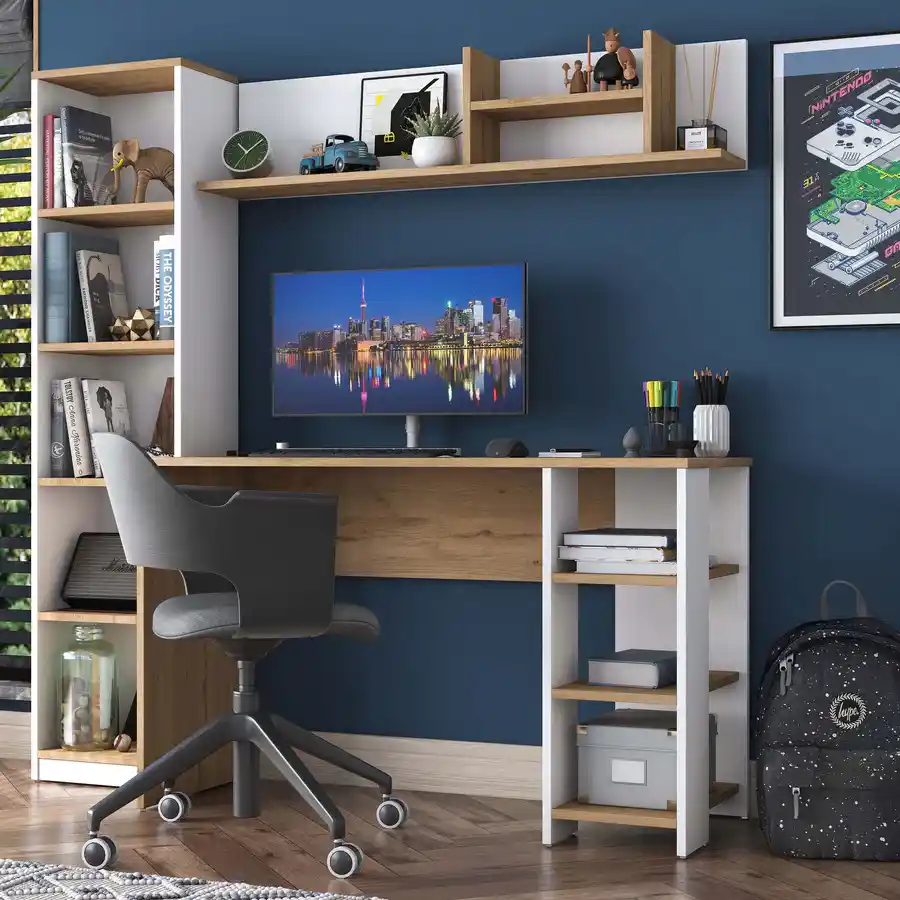 Çalışma Masası Raflı Modelleri: Fonksiyonellik ve Estetiğin Uyumuyla Verimli Çalışma Alanları