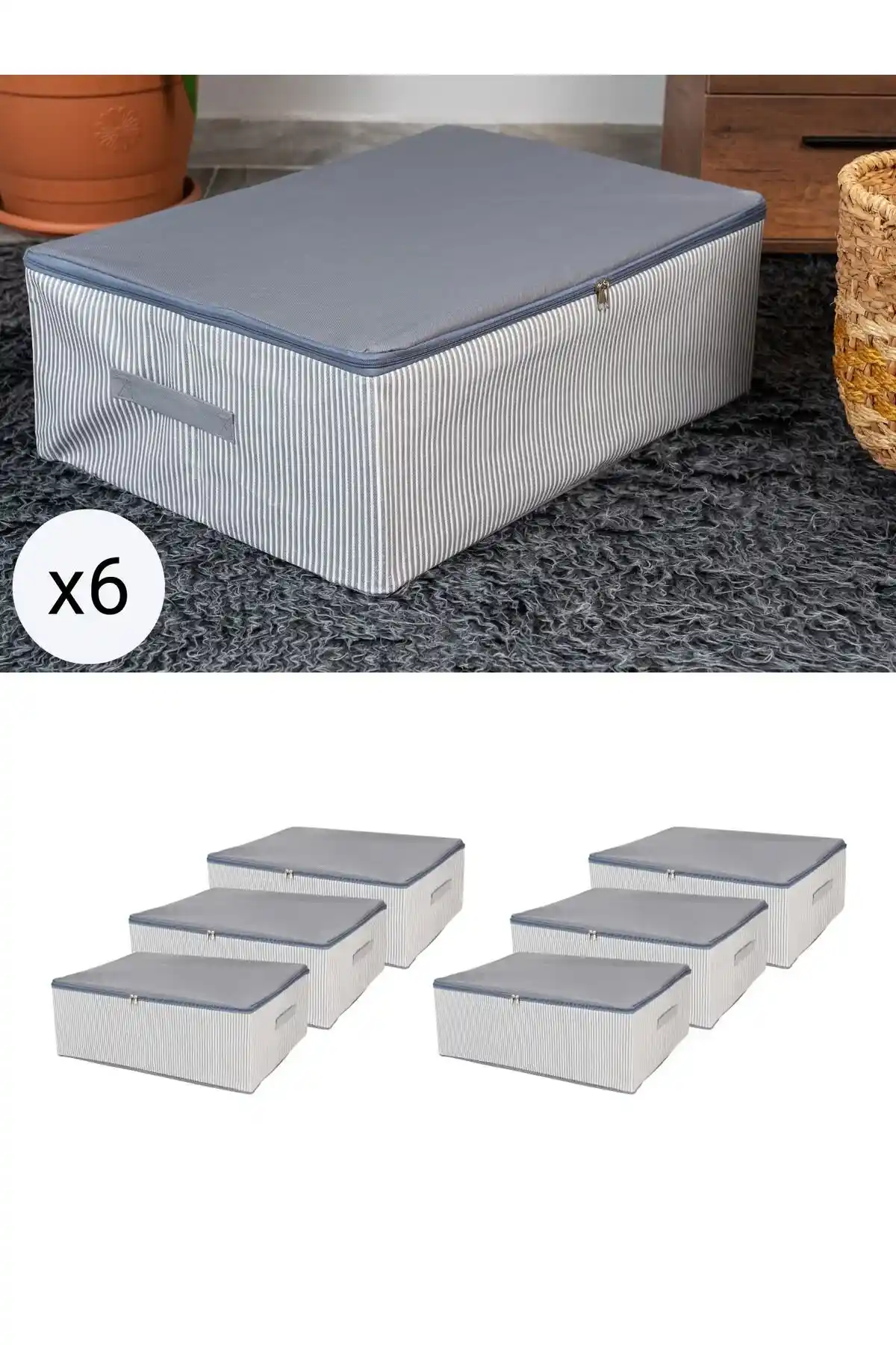 Çizgi Desenli 6 Parça Baza Altı Hurç ile Yatak Odası Düzeninizi Geliştirin