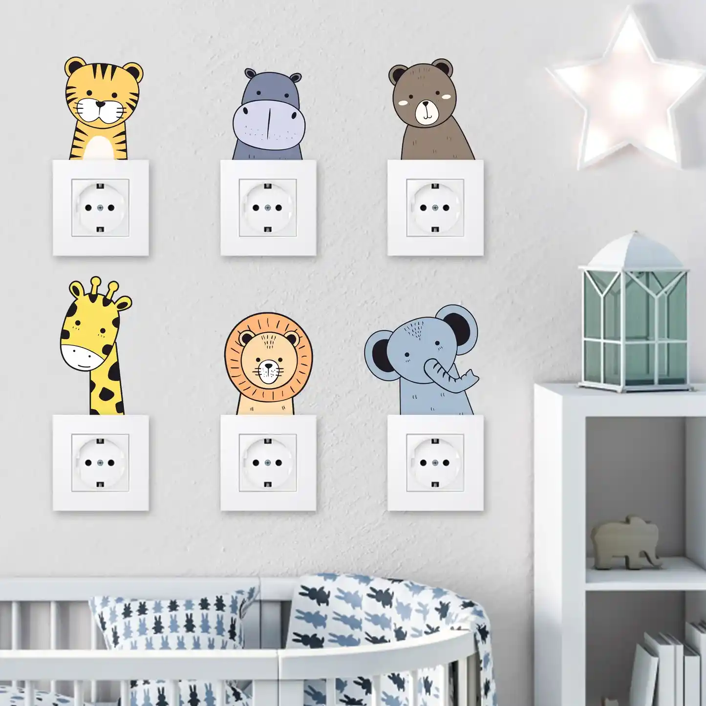 Çocuk Odaları İçin Safari Hayvan Temalı Priz Dekoratif Stickerlar