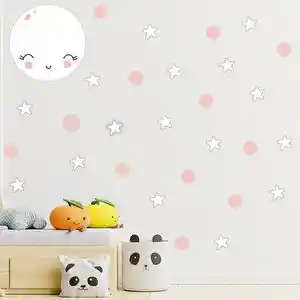 Çocuk Odaları ve Eğlence Alanları İçin Sevimli Yıldızlar Temalı Duvar Stickerları