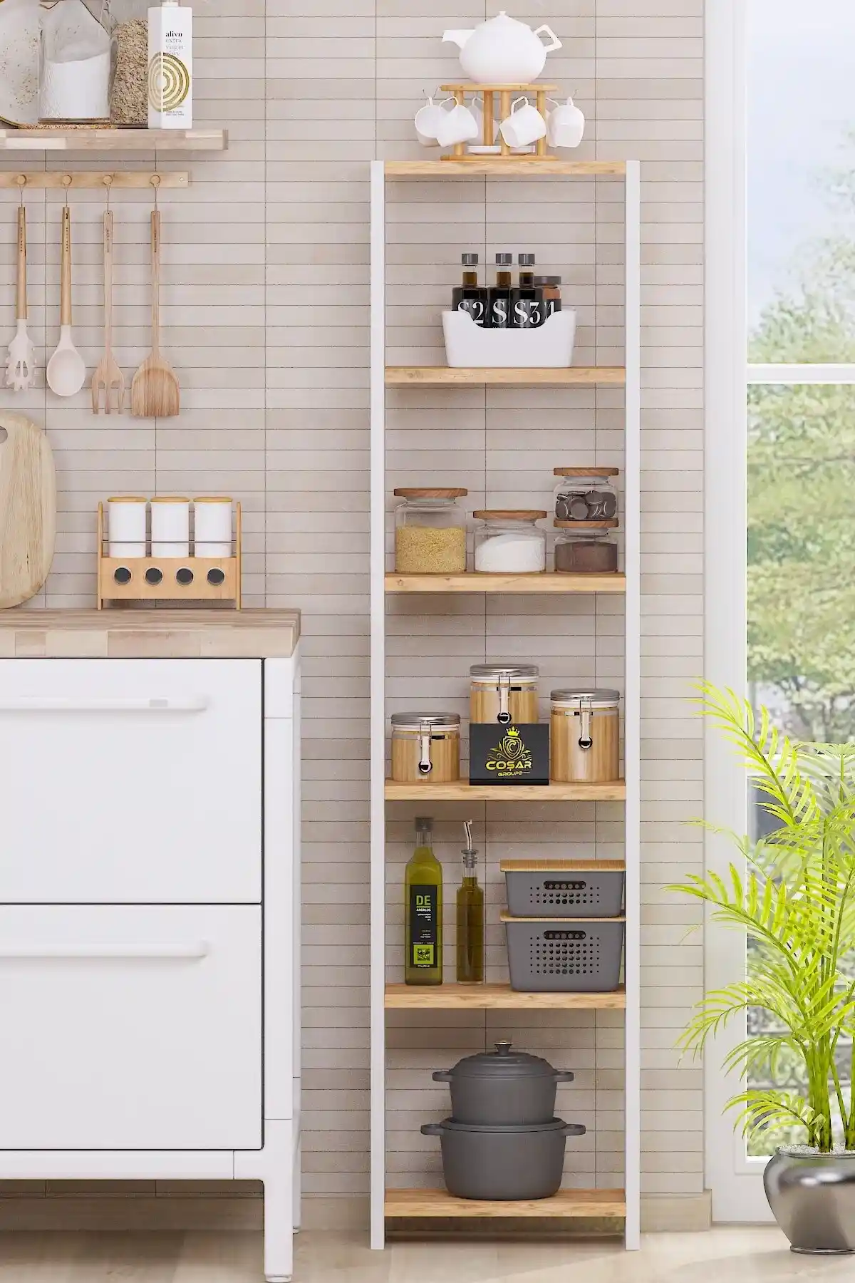 Cosargroup Fonksiyonel Bohem Mutfak Rafı: Estetik ve İşlevselliğin Birleşimi