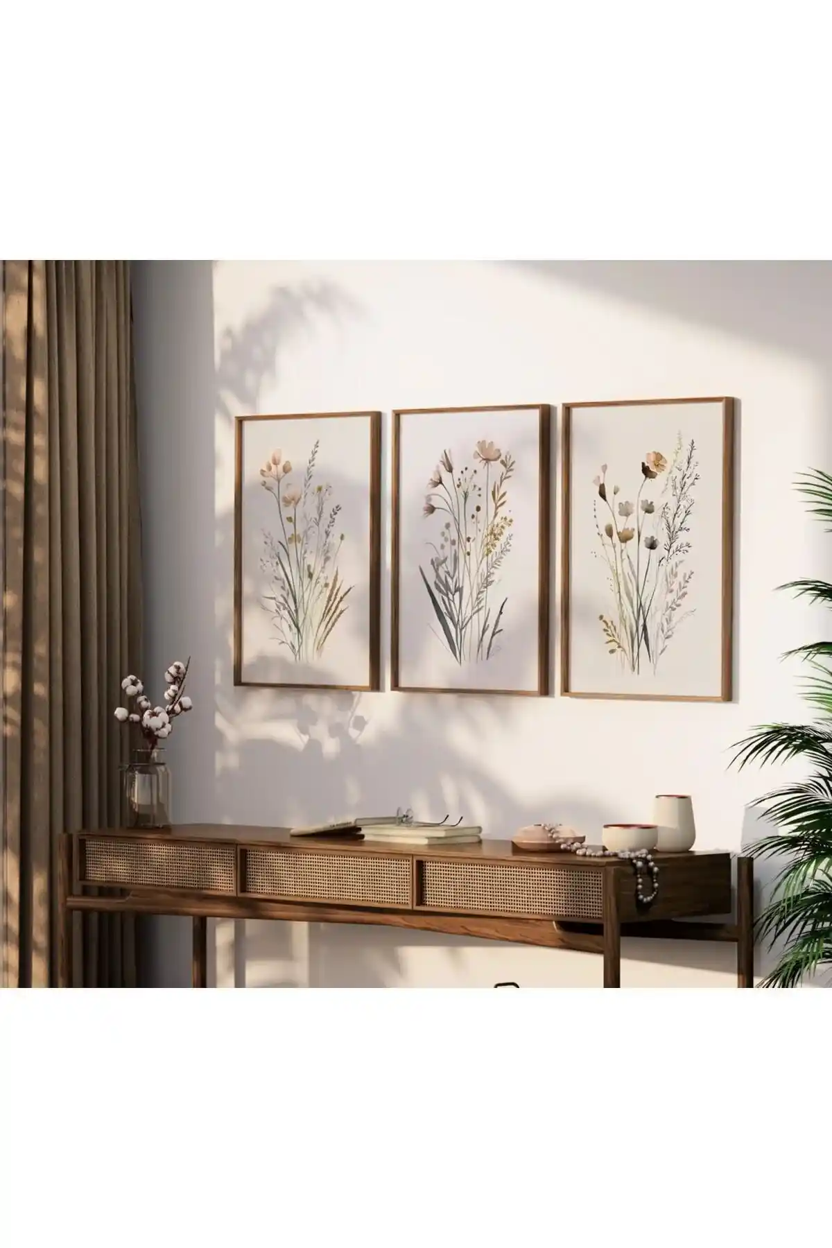 Dekoratif Ahşap Çerçeveli 3'lü Tablolar: Estetik ve Fonksiyonelliğin Buluşması