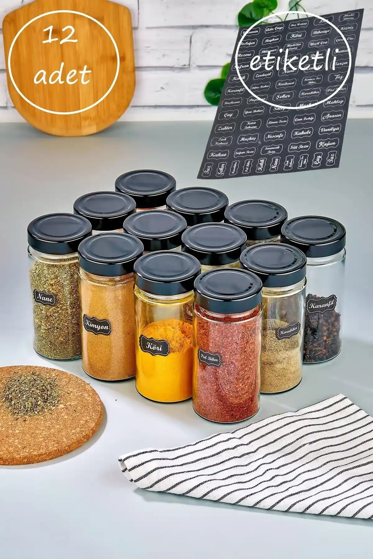 FBZHome 12'li Büyük Cam Kavanoz Seti ile Mutfak ve Ev Dekorasyonunda Şıklık ve Fonksiyonellik