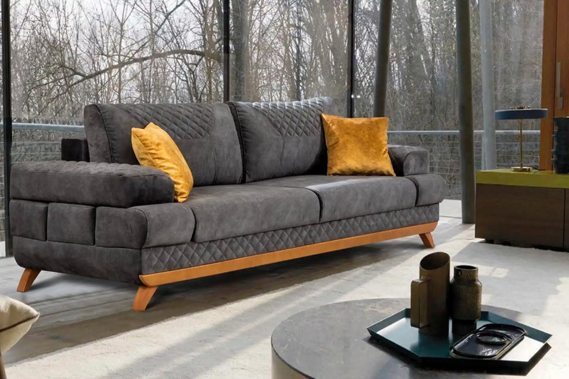 Gri Koltuk Takımlarında Hardal Rengiyle Uyum ve Dekorasyon Trendleri