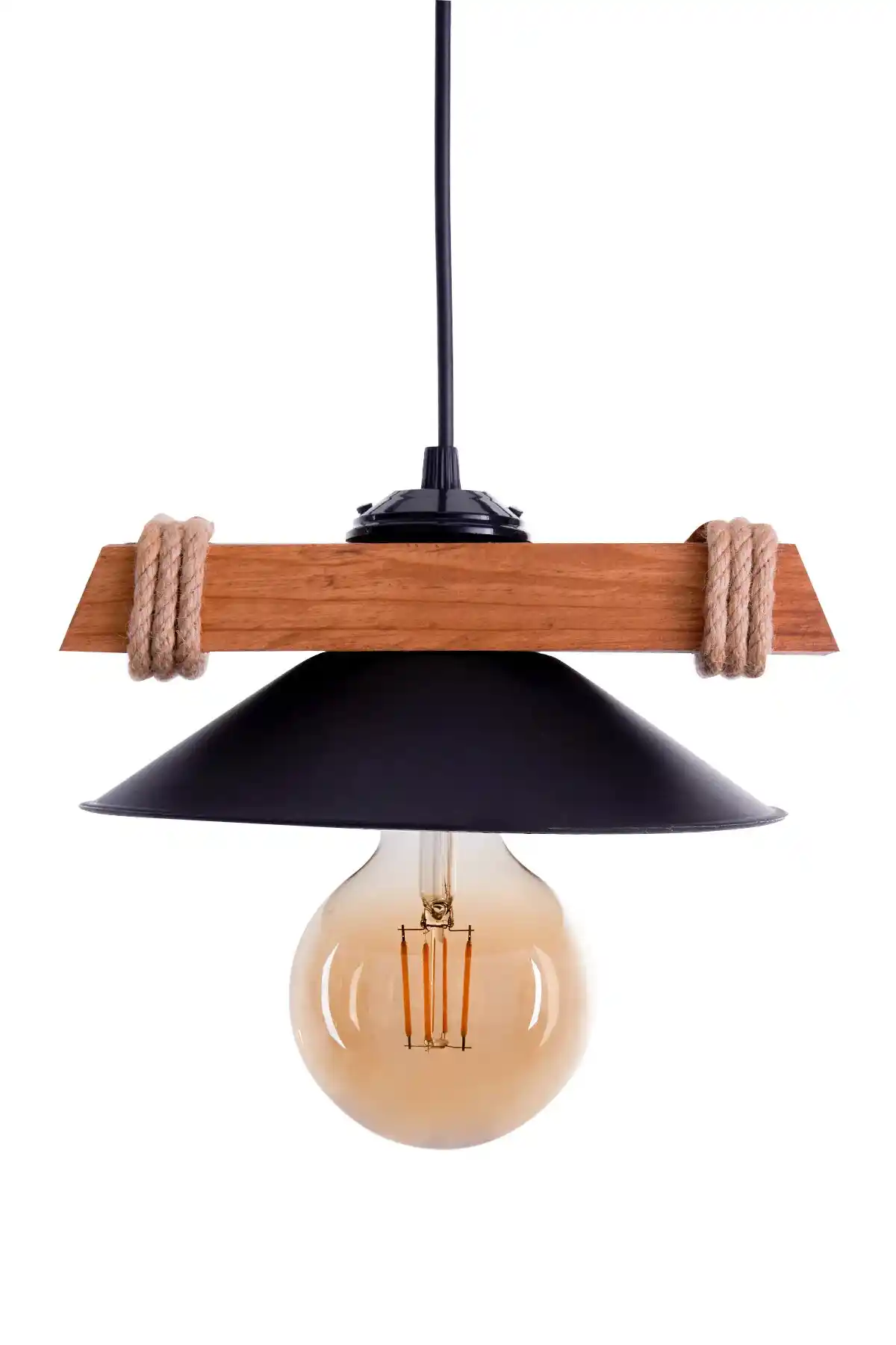 İç Mekanlarda Ahşap ve Halat Detaylı Tekli Avize Tasarımları ve Kullanım Alanları