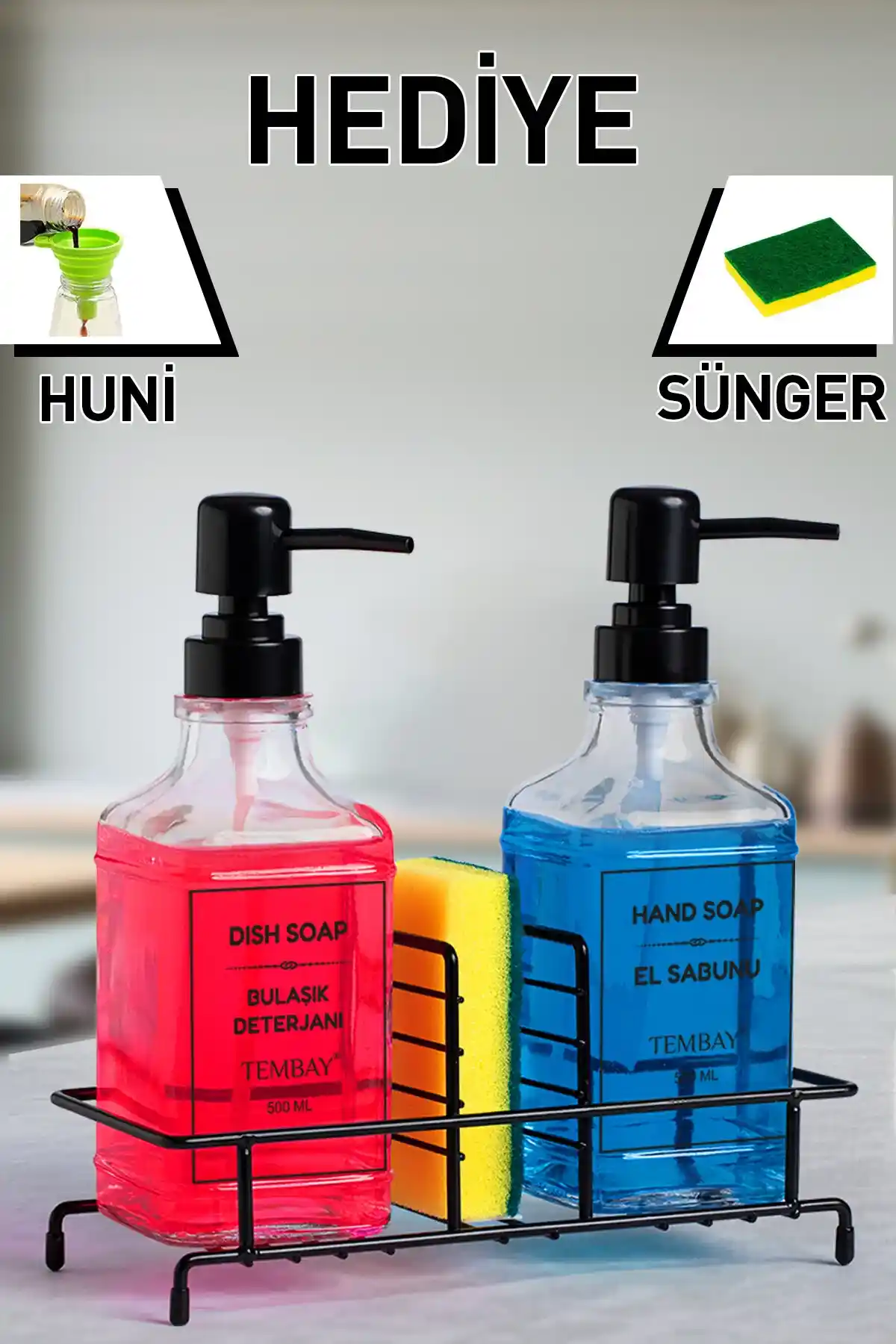 İkili Cam Sıvı Sabunluklar Seti: Modern ve Şık Ev Dekorasyonunda Pratik Kullanım