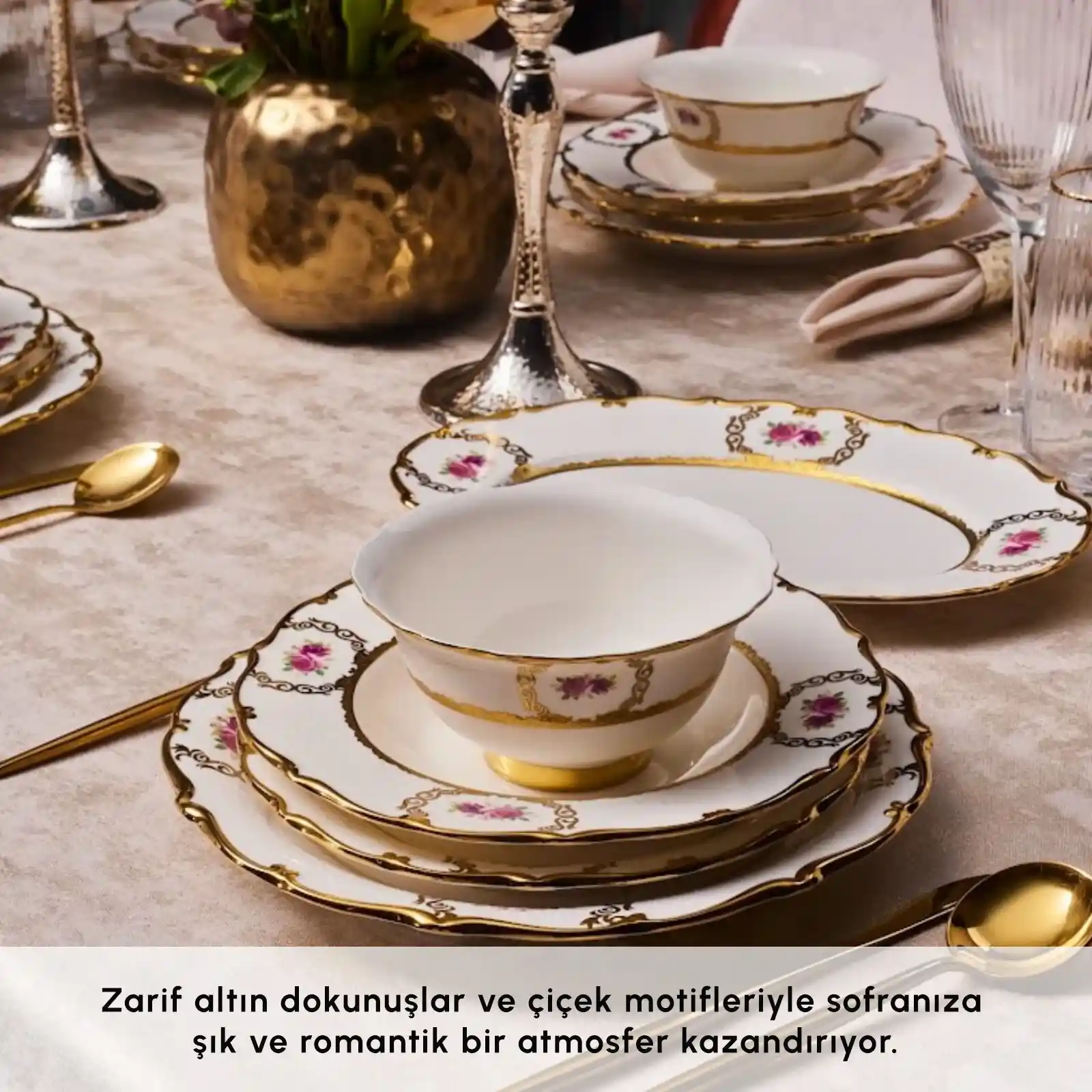 Karaca Bone Royal Porselen Yemek Takımı: Şıklık ve Dayanıklılığı Bir Arada Sunar