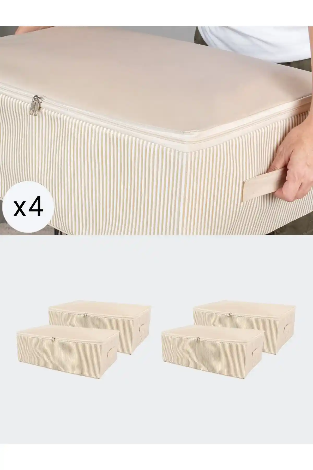 Krem Mega Boy Baza Altı Hurç Seti ile Evde Depolama ve Düzen Sağlama