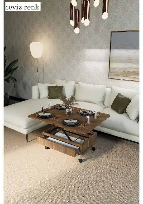 Modern Çekmeceli Akıllı Sehpa: Estetik ve Fonksiyonelliği Bir Arada Sunan Tasarım