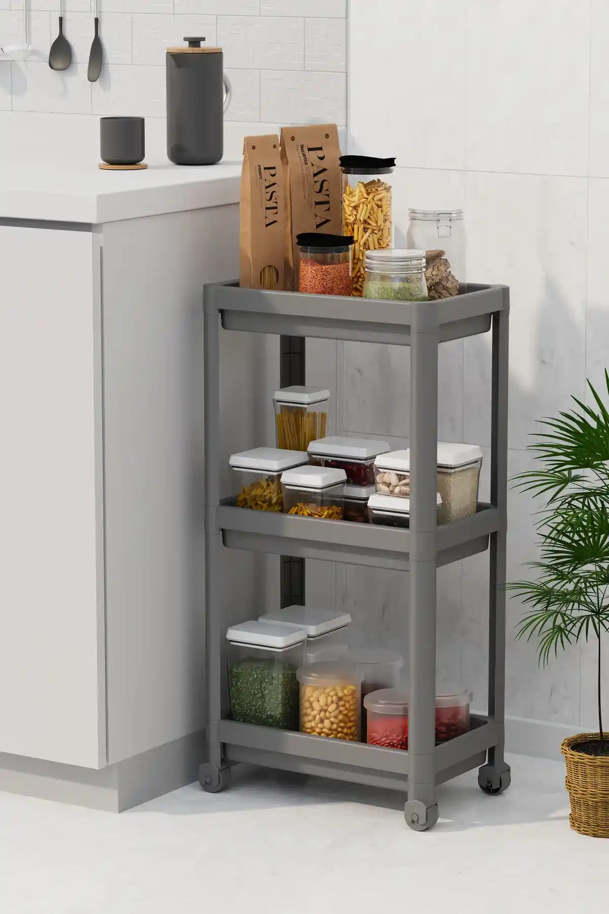 Modern Tekerlekli Raf Ünitesi: Şık ve Fonksiyonel İç Mekan Çözümü