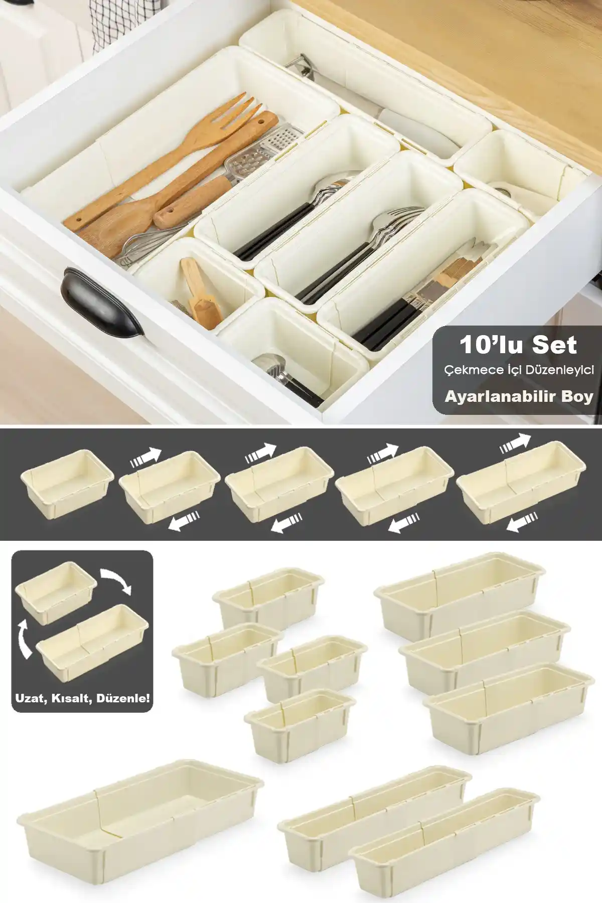Mutfak Çekmeceleri İçin Ayarlanabilir Modüler Organizerler: İşlevsellik ve Esneklik