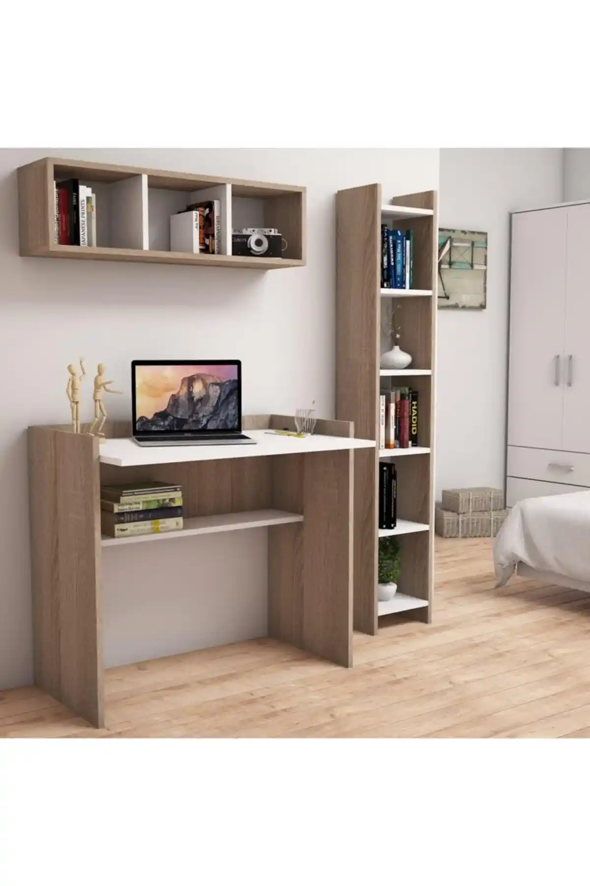 Nur Banu Kitaplık ve Raflı Çalışma Masası: Modern ve Fonksiyonel Tasarım Çözümleri