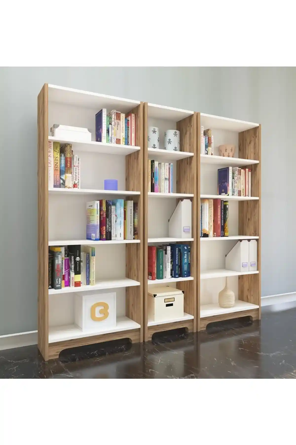 Nur Mobilya 3'lü Sırtlıklı Kitaplıklar: Fonksiyonel ve Estetik Tasarımlar