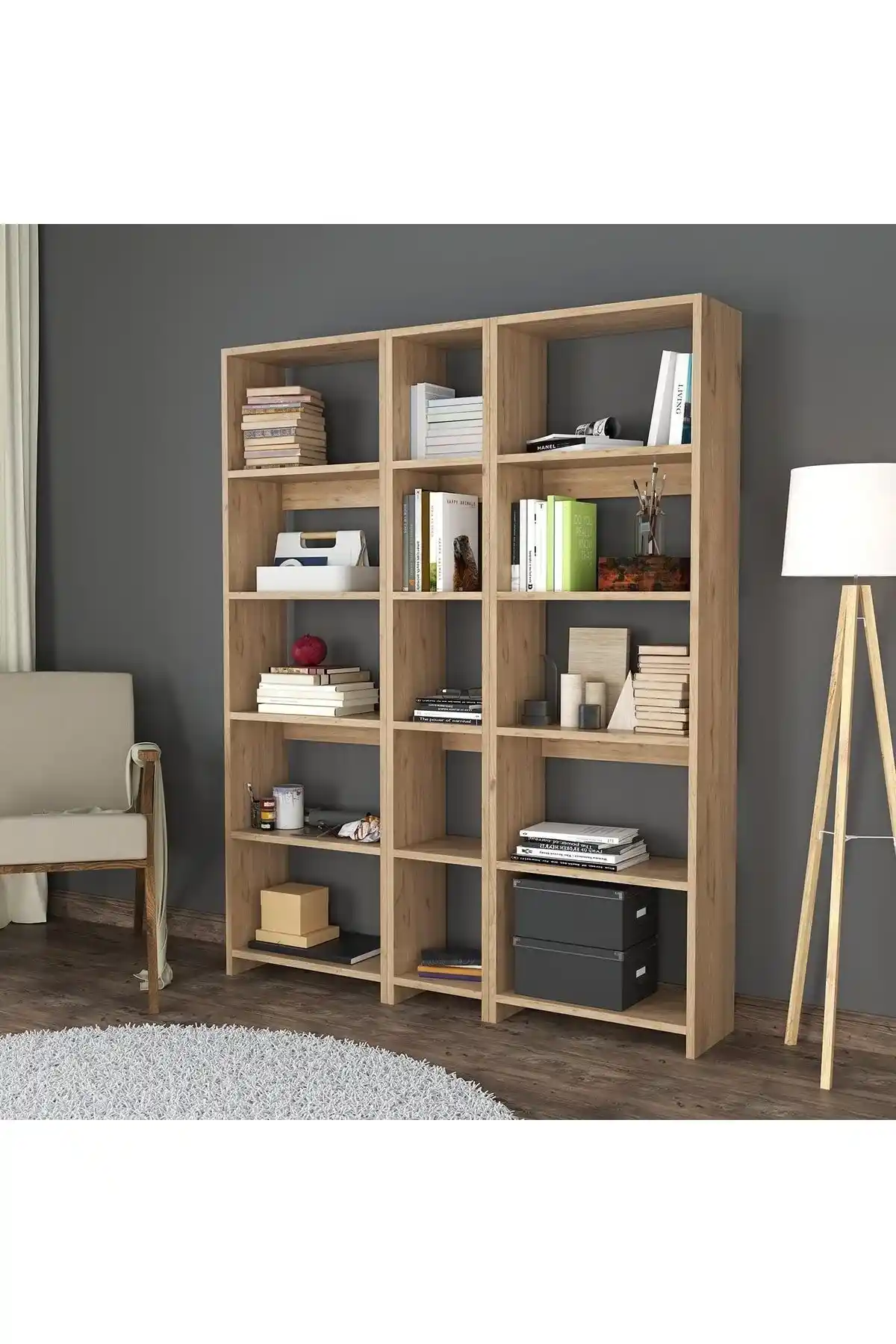 Robin Üçlü Kitaplık 126 Modern Tasarım ve Fonksiyonellik ile Şık Depolama Çözümü