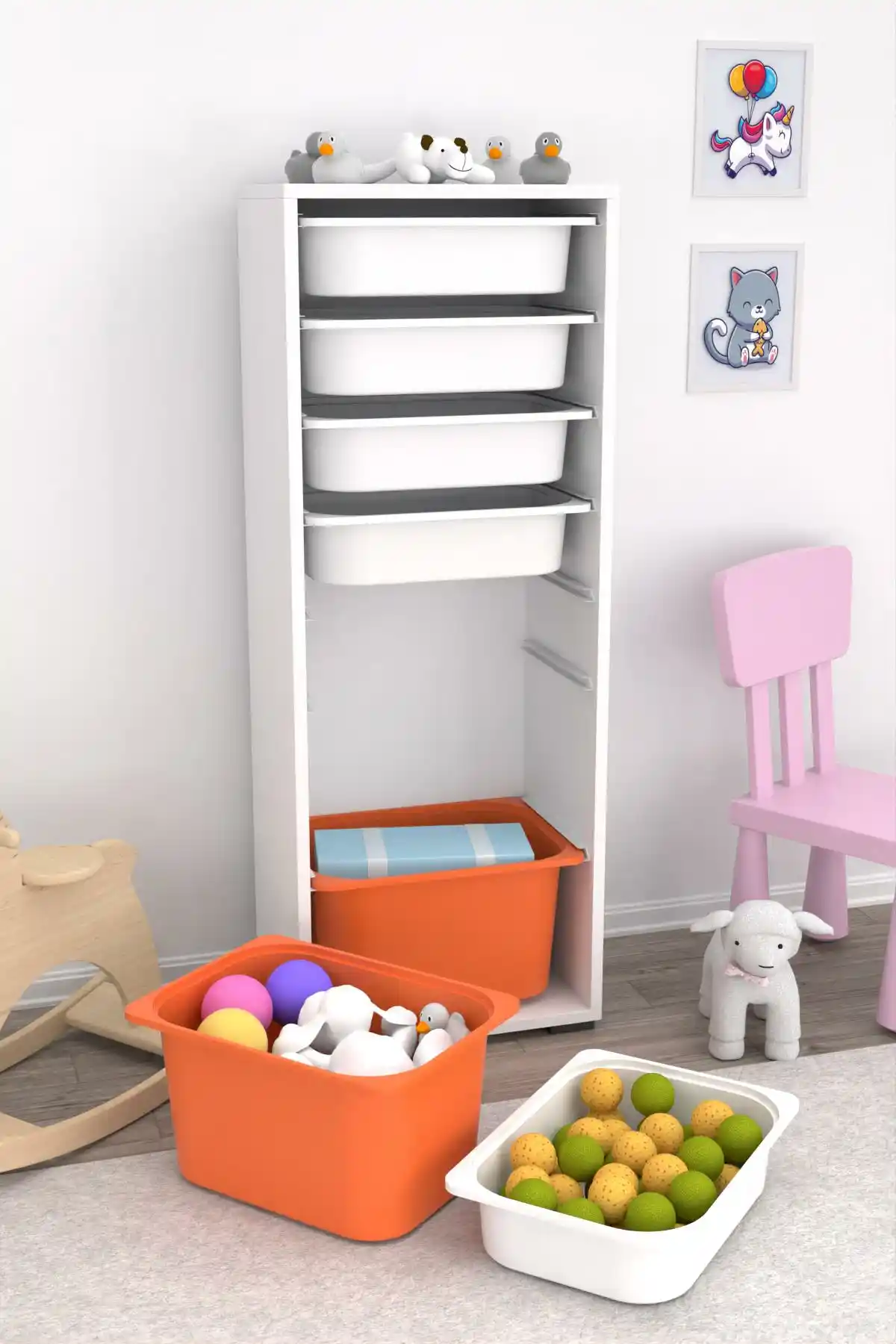 Sepetli oyuncak dolaplarının özellikleri ve çocuk odası düzeninde sağladığı avantajlar