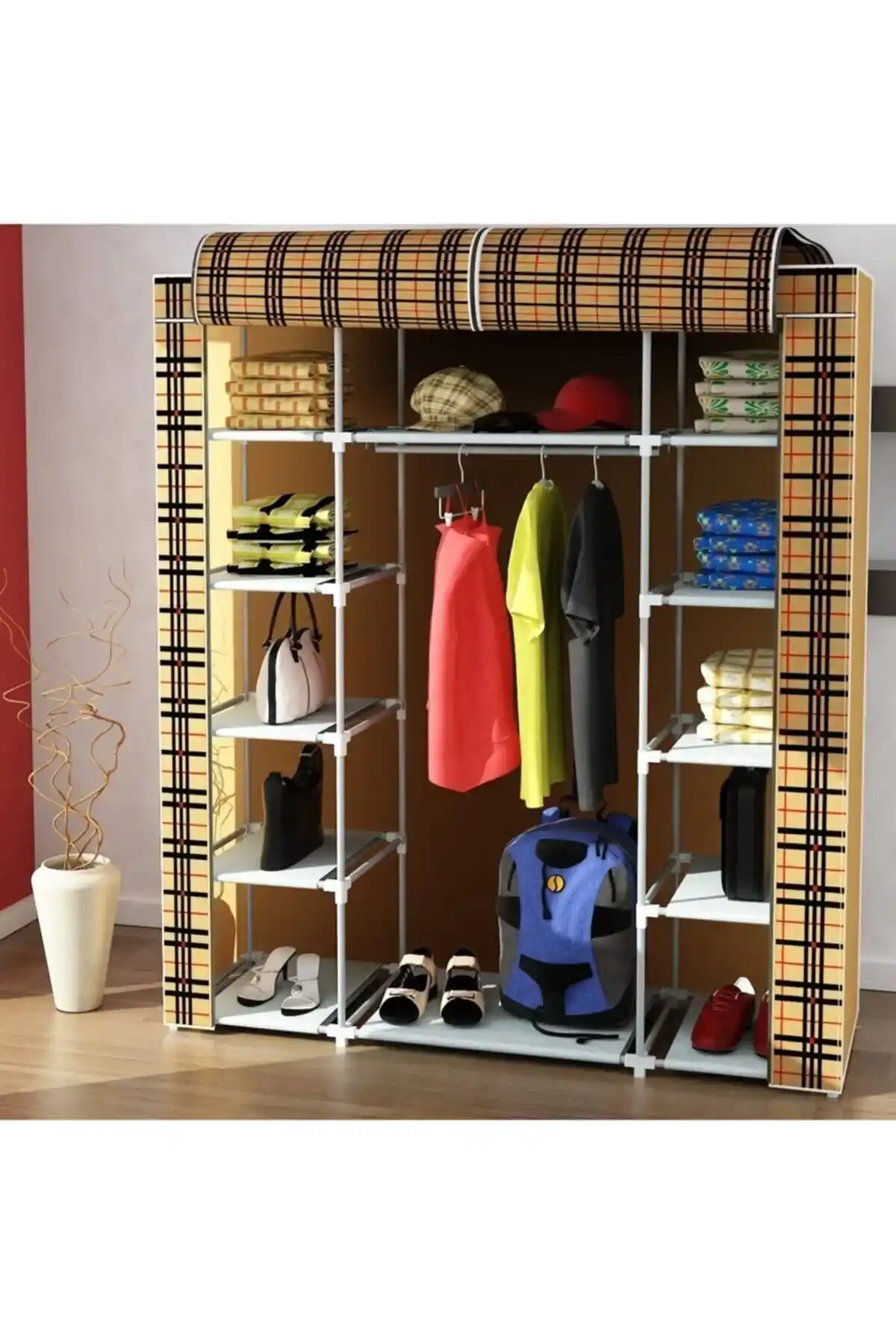 Teknoor kese bez dolaplar yandan raflı tasarımıyla fonksiyonellik ve estetiği bir arada sunar