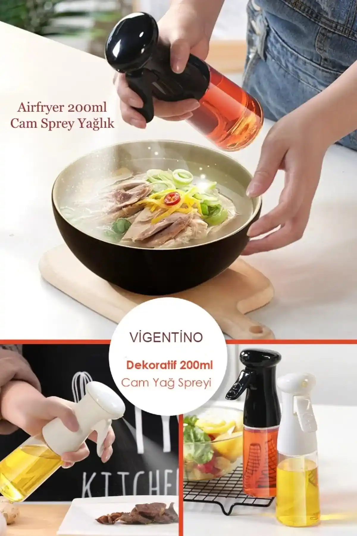 Vigentino Cam Sprey Yağdanlık: Modern ve Pratik Mutfaklar İçin Şık Çözüm