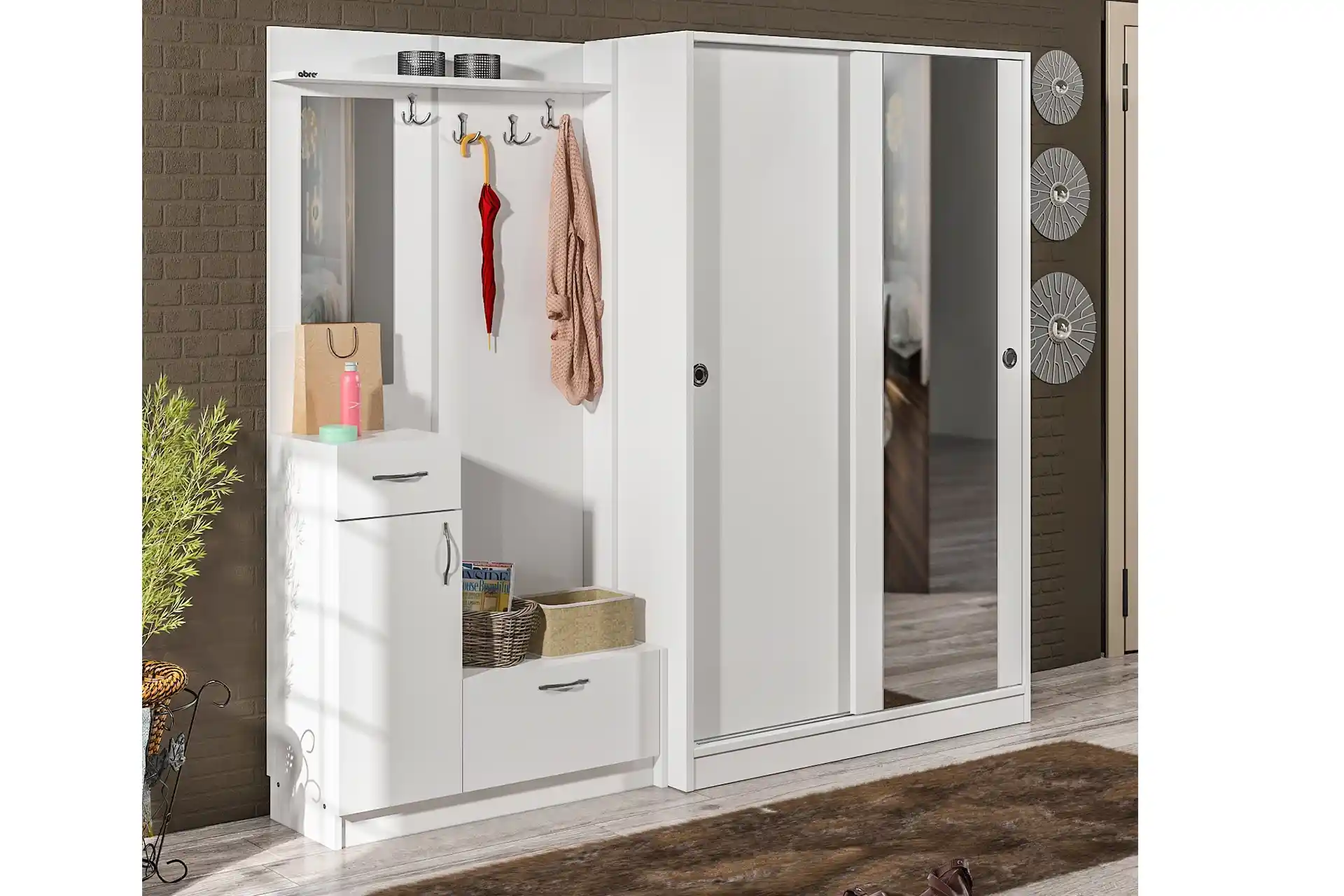 VM 36300 Beyaz Vestiyer Portmanto: Modern ve Fonksiyonel Giriş Mobilyası