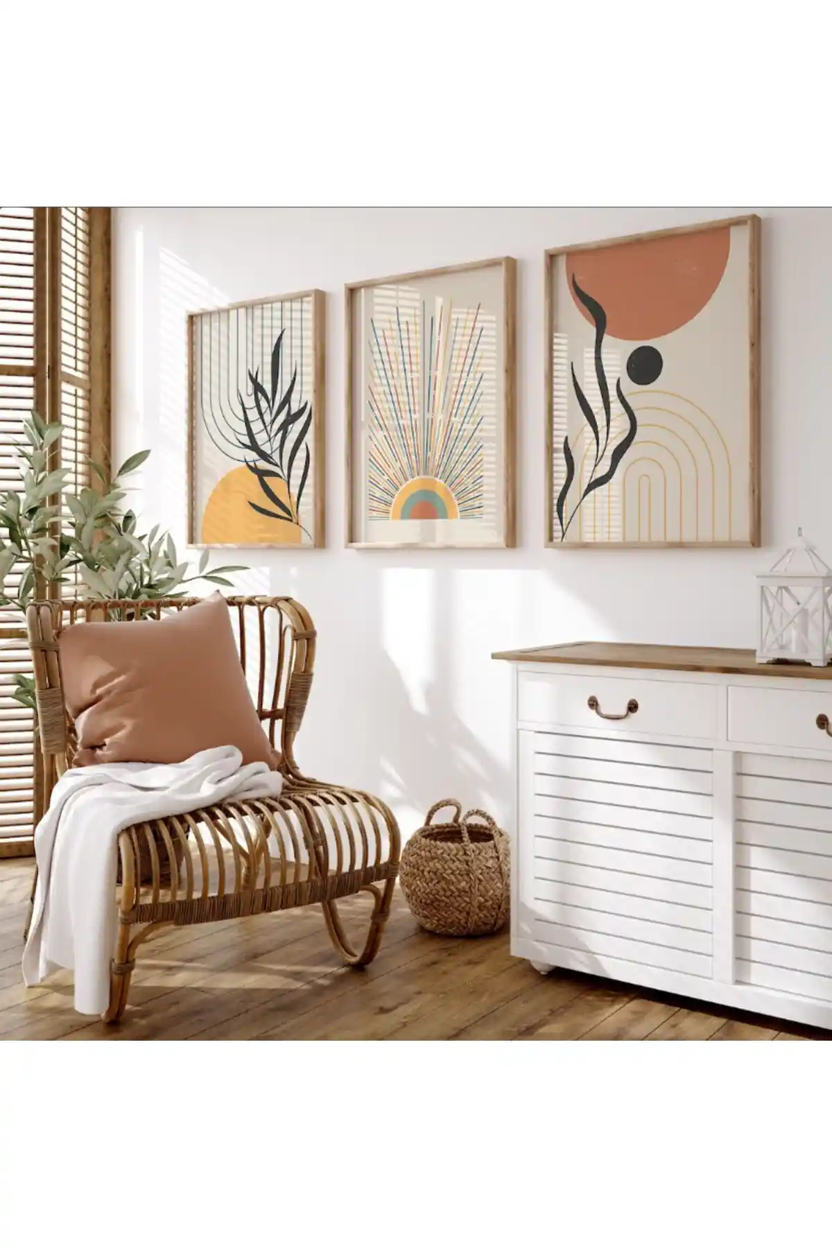 Ahşap Çerçeveli 3'lü Tablo ve Minimalist Soyut Dekoratif Tablo Karşılaştırması