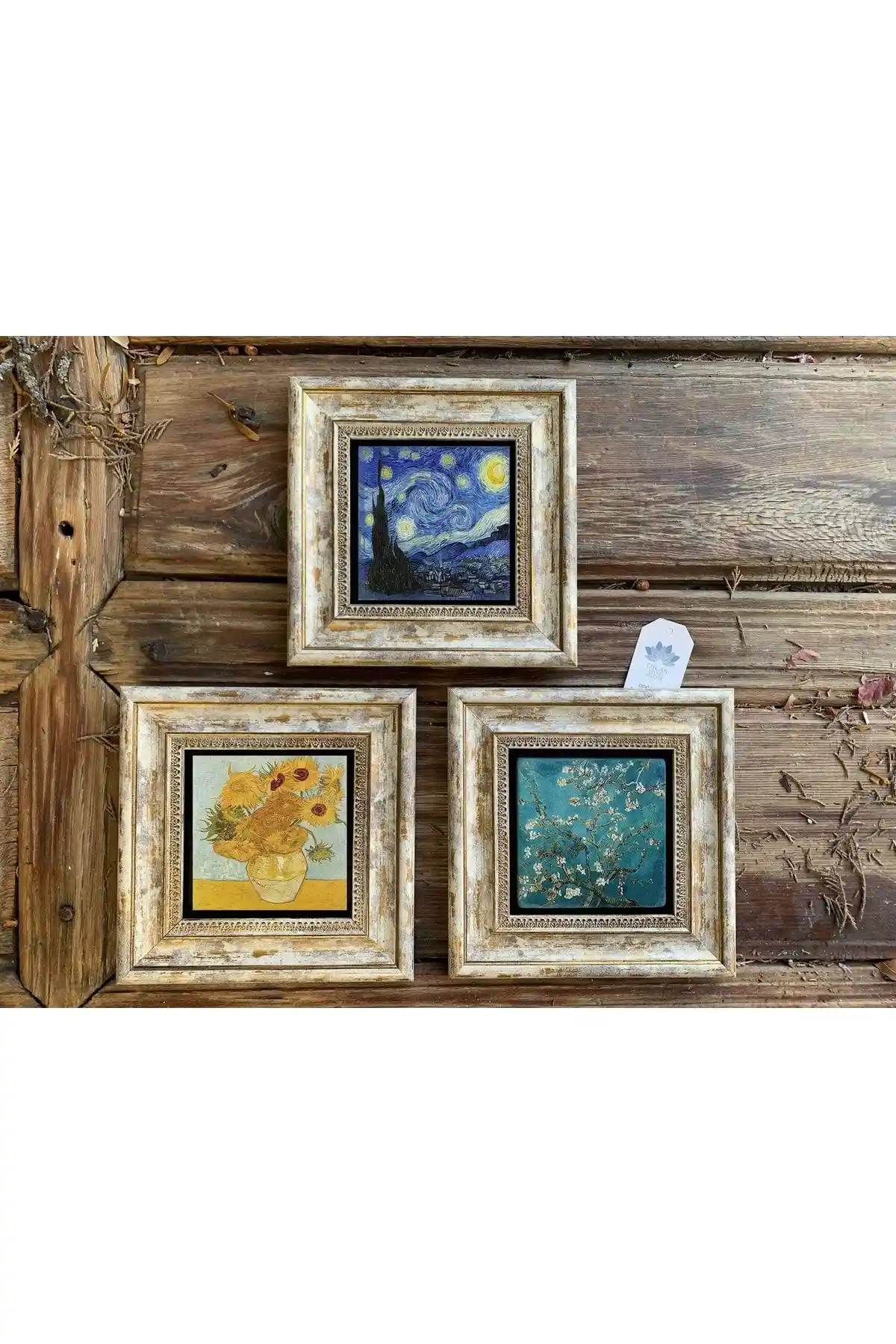 Vincent Van Gogh Sunflowers ve Oscar Stone Decor Taş Baskılı Duvar Tablosu Karşılaştırması