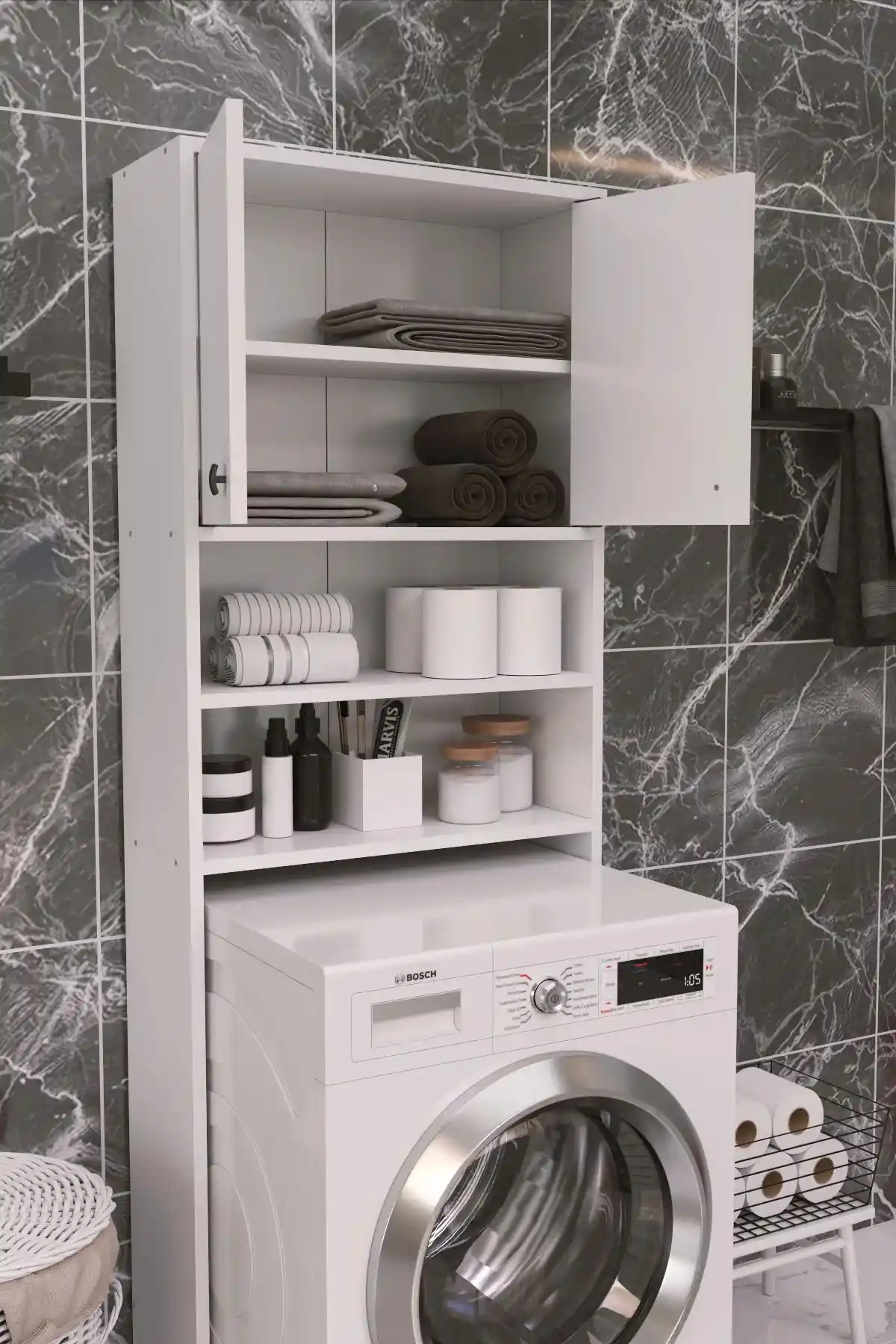 Çamaşır Makinesi Üstü Düzenleyicilerle Dekorasyonda Fonksiyonellik ve Estetiğin Buluşması