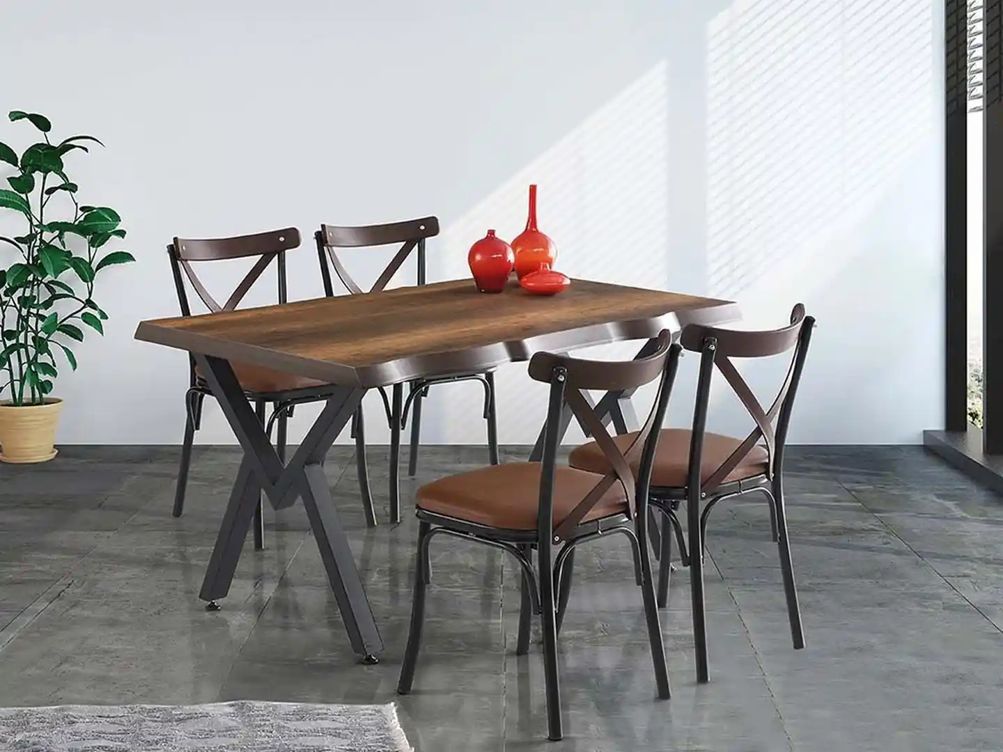 Çapraz sandalye ve masa takımlarıyla modern ve şık dekorasyon çözümleri