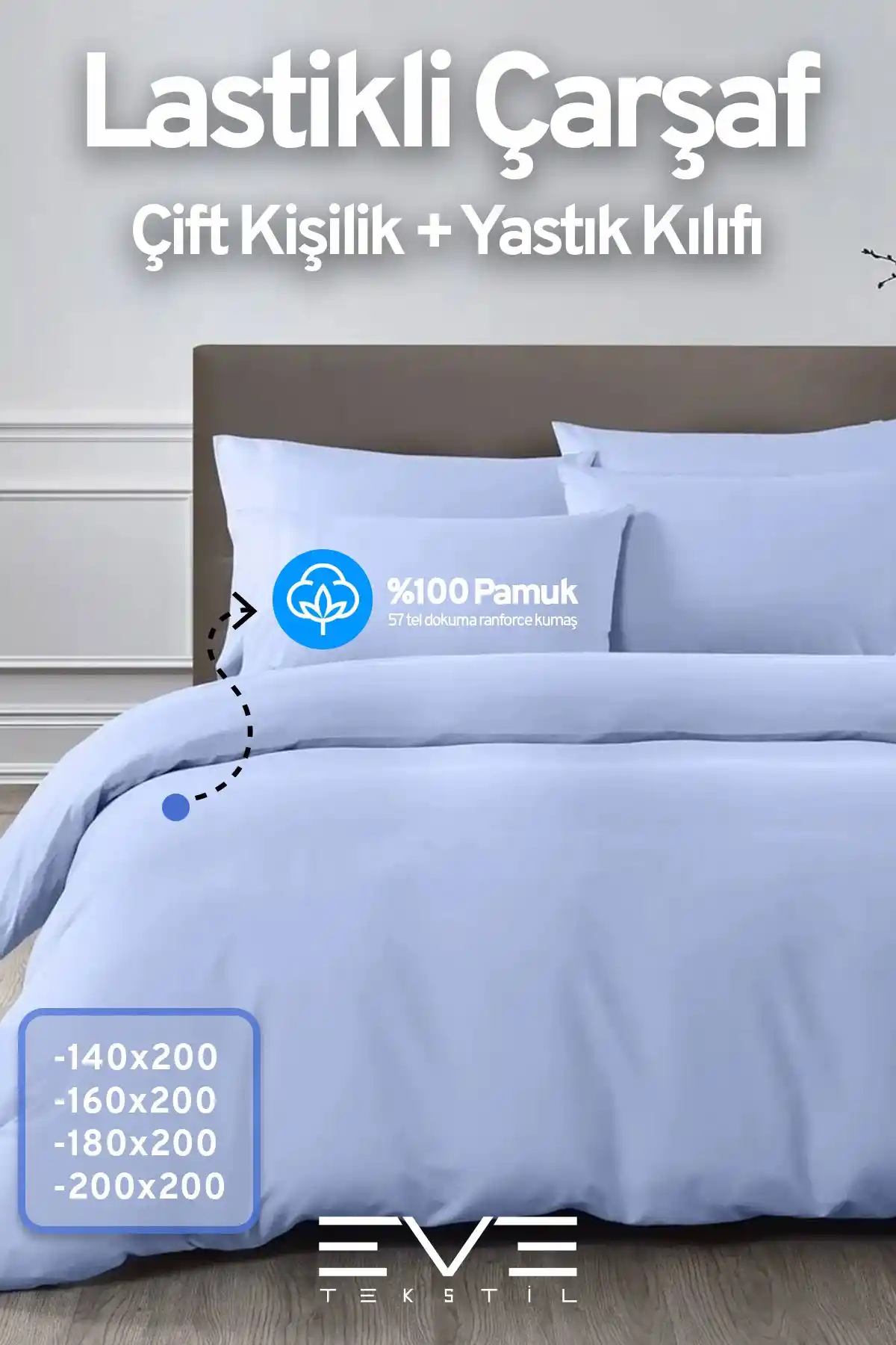 Çift Kişilik Lastikli Çarşaf ve Yastık Kılıfı ile Yatak Odası Dekorasyonunda Konfor ve Estetik