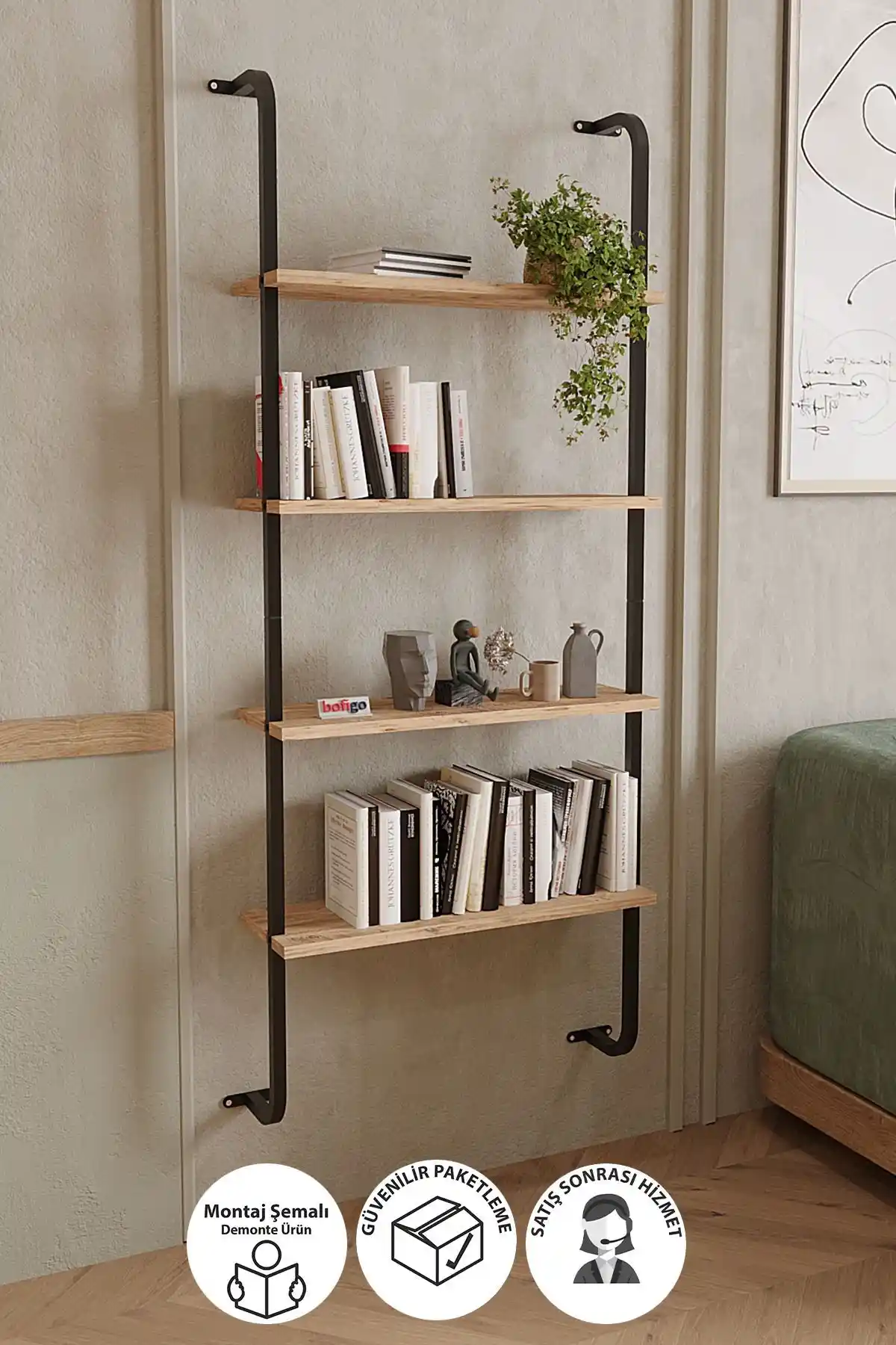 Duvara Monte Edilen Raflı Kitaplıklar ile Modern ve Fonksiyonel İç Mekan Tasarımı