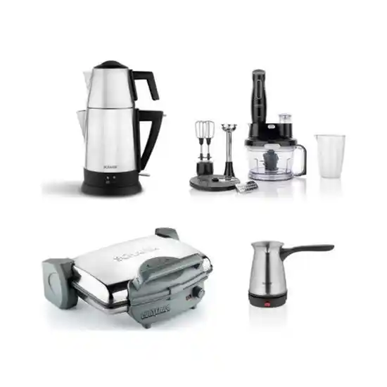 Modern ve Fonksiyonel Dekorasyon İçin Schafer Kea Elektro 4'lü Inox Ev Aletleri Seti