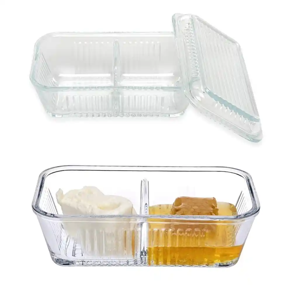 Paşabahçe İki Bölmeli Saklama Kabı ile Mutfak Dekorasyonunuza Şıklık Katın ve Düzen Sağlayın