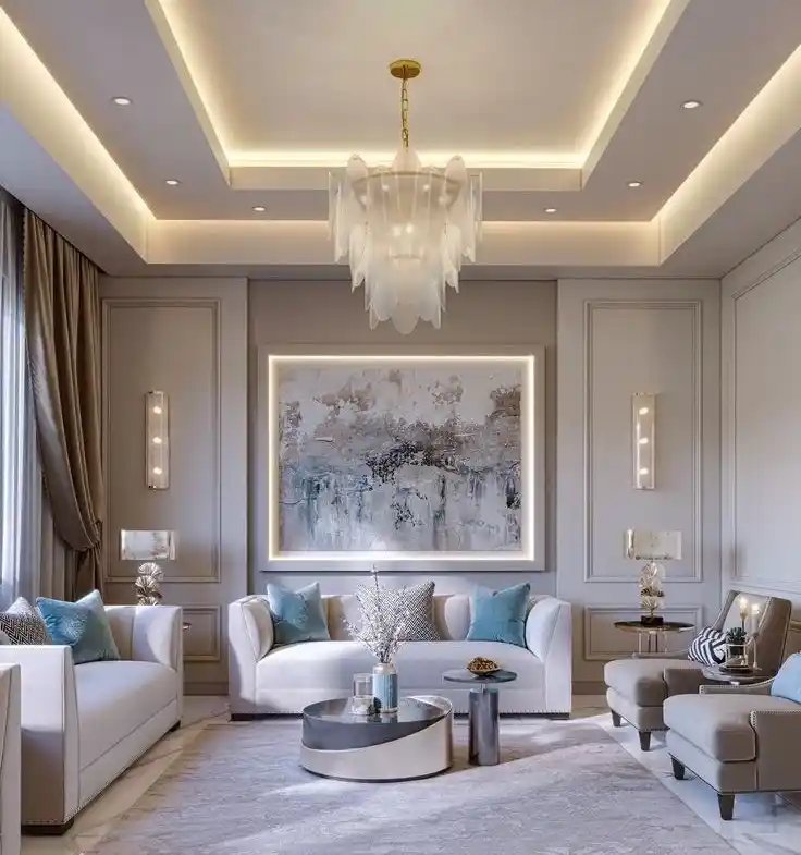 Salon Dekorasyonunda Kullanılan Modern ve Şık Ledli Tavan Modelleri