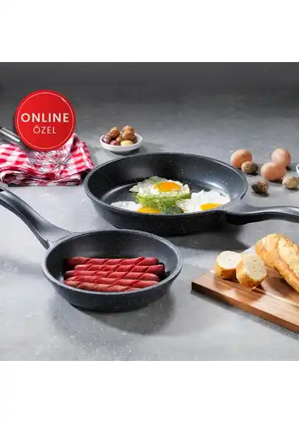 Schafer Famos Yanmaz Yapışmaz 2 Parça Granit Döküm Tava Seti ile Mutfakta Estetik ve Fonksiyonellik