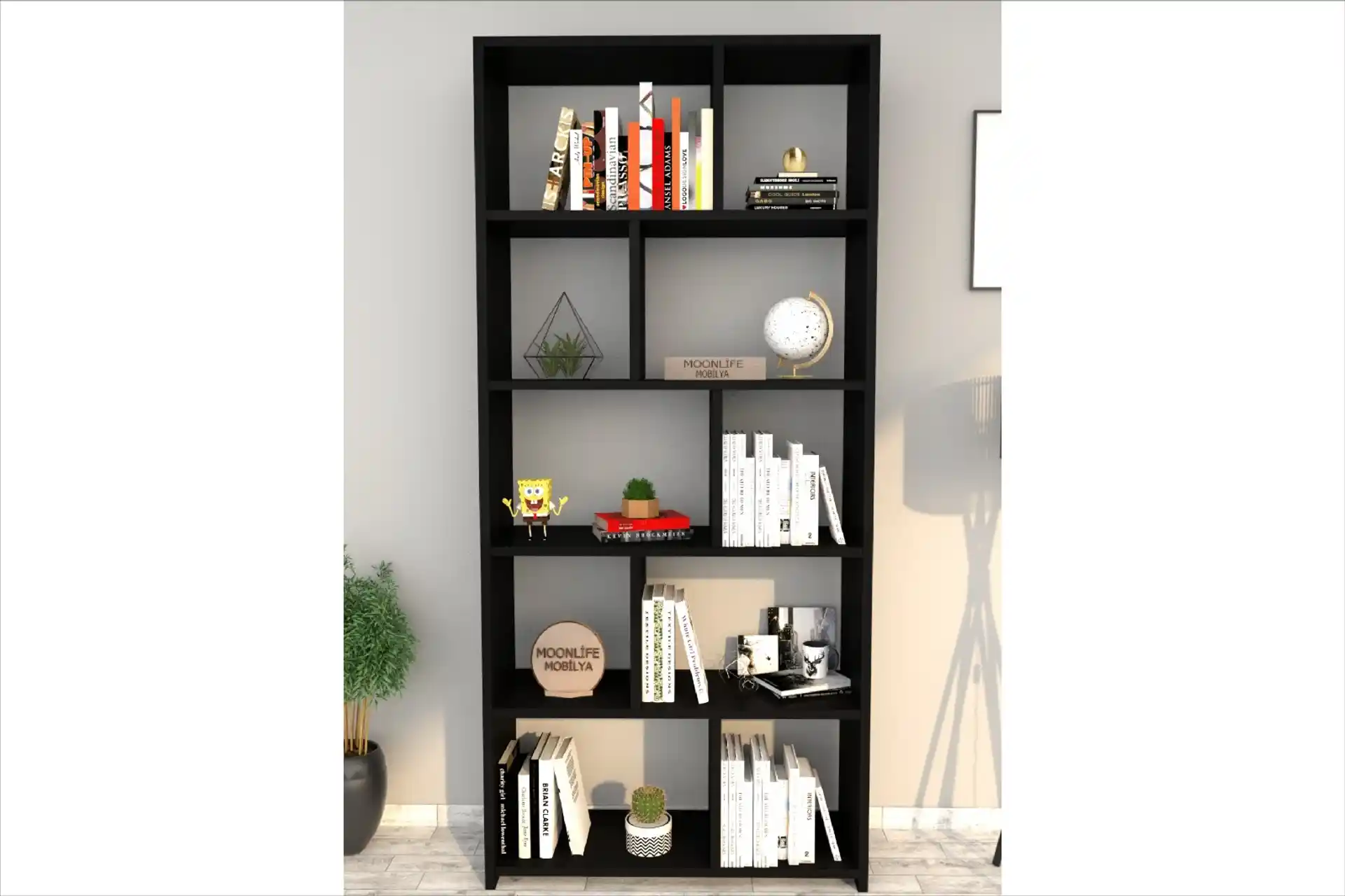 Siyah Kitaplıklar Dekorasyonda Şıklık ve Fonksiyonelliğin Buluşması