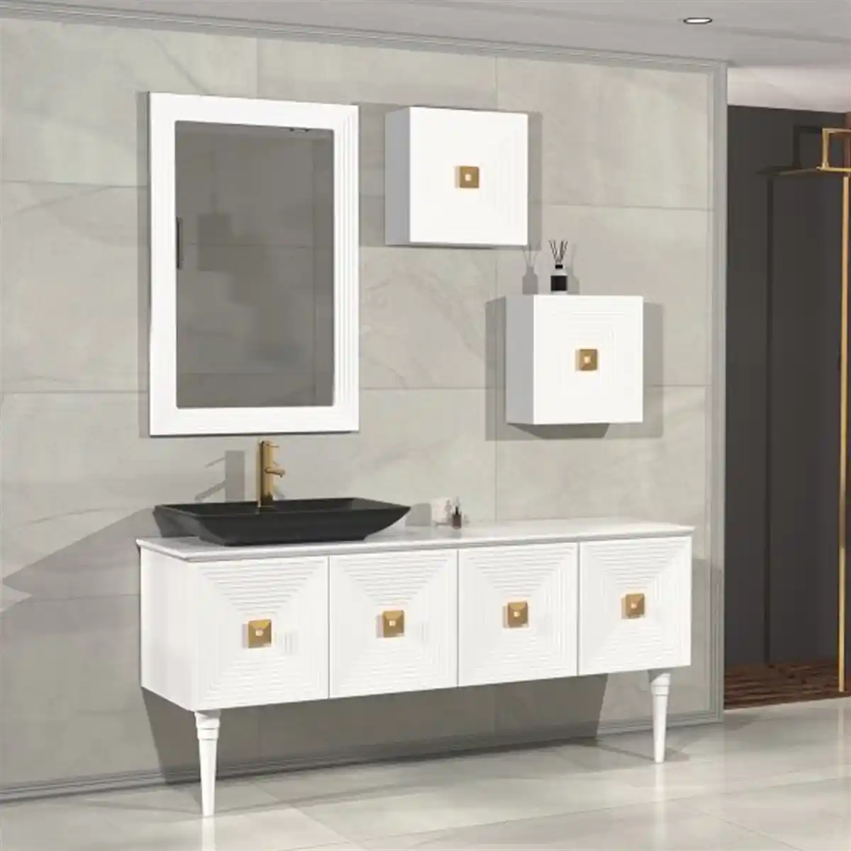 Siyah Lavabolu Banyo Dolabı ile Modern ve Şık Banyo Dekorasyonu Fikirleri
