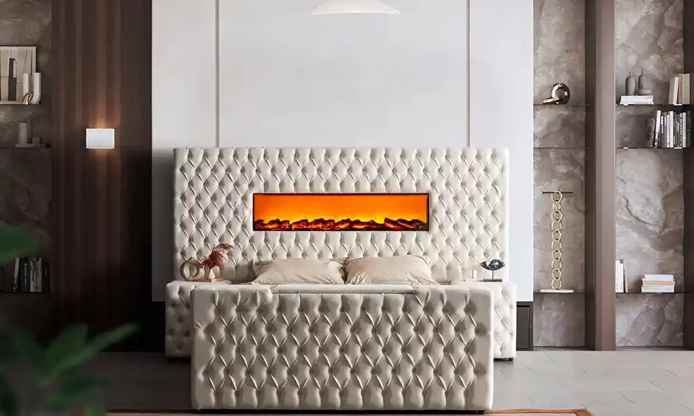 Şömineli Yatak Başlığı ile Evinizde Sıcak ve Şık Atmosferler Yaratın