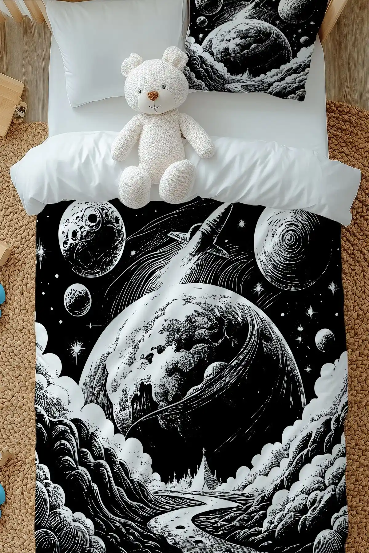 Uzay Temalı Tek Kişilik Nevresim Takımlarıyla Yatak Odalarınızı Yenileyin